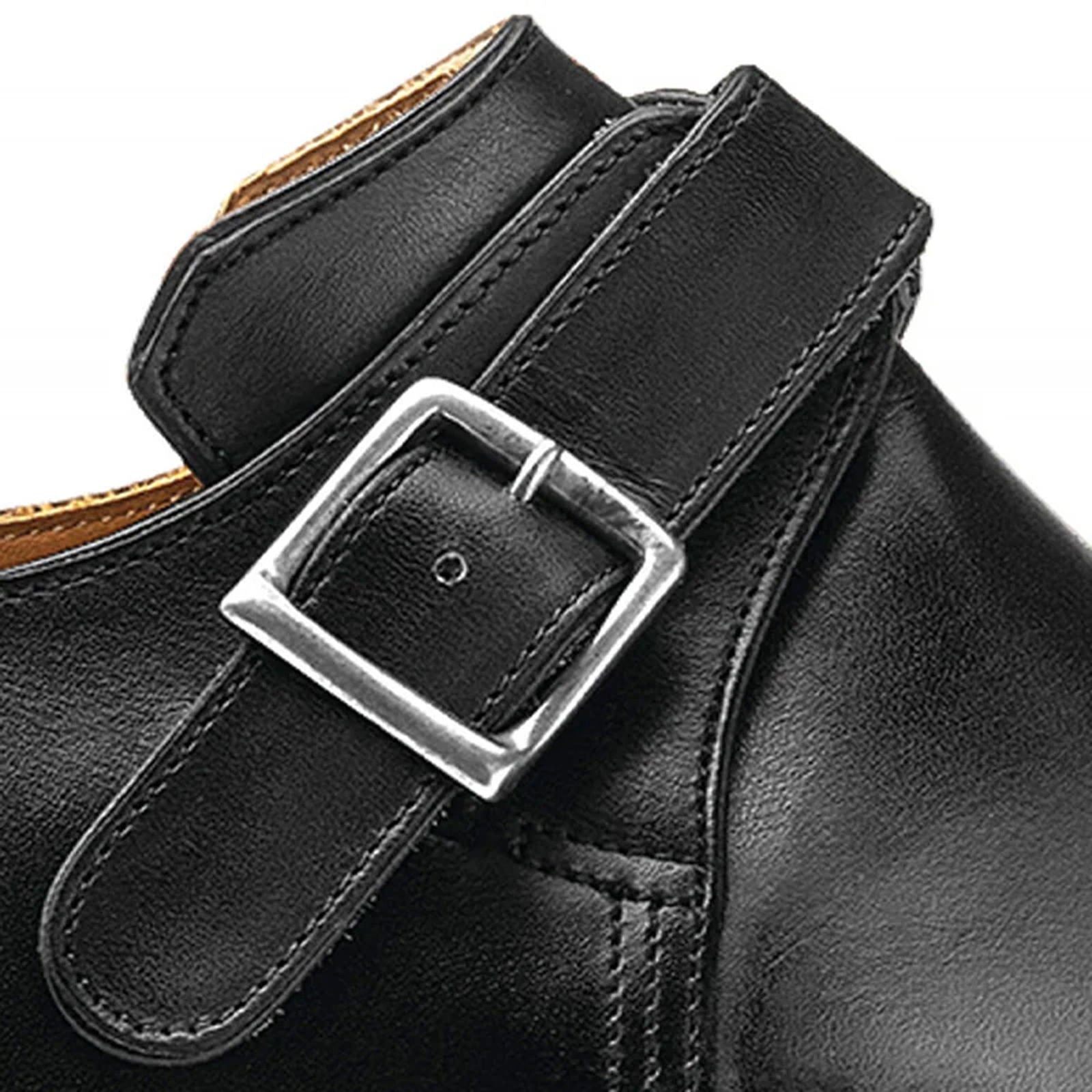 Black Calf Leather Buckle Shoes - Milanese Leather