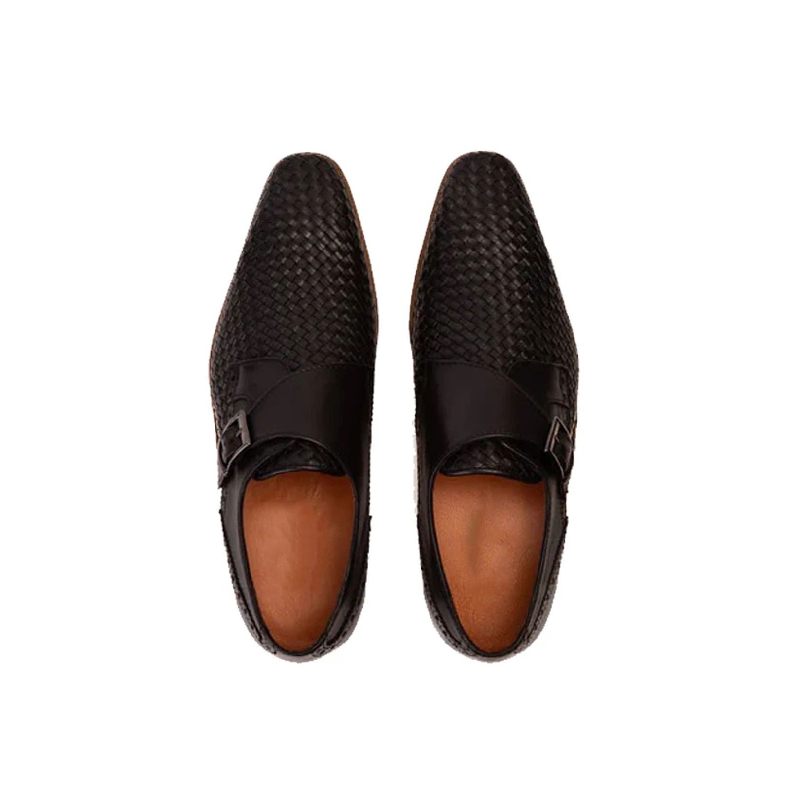 Black Leather Single Strap Monk Shoe - Milanese Leather