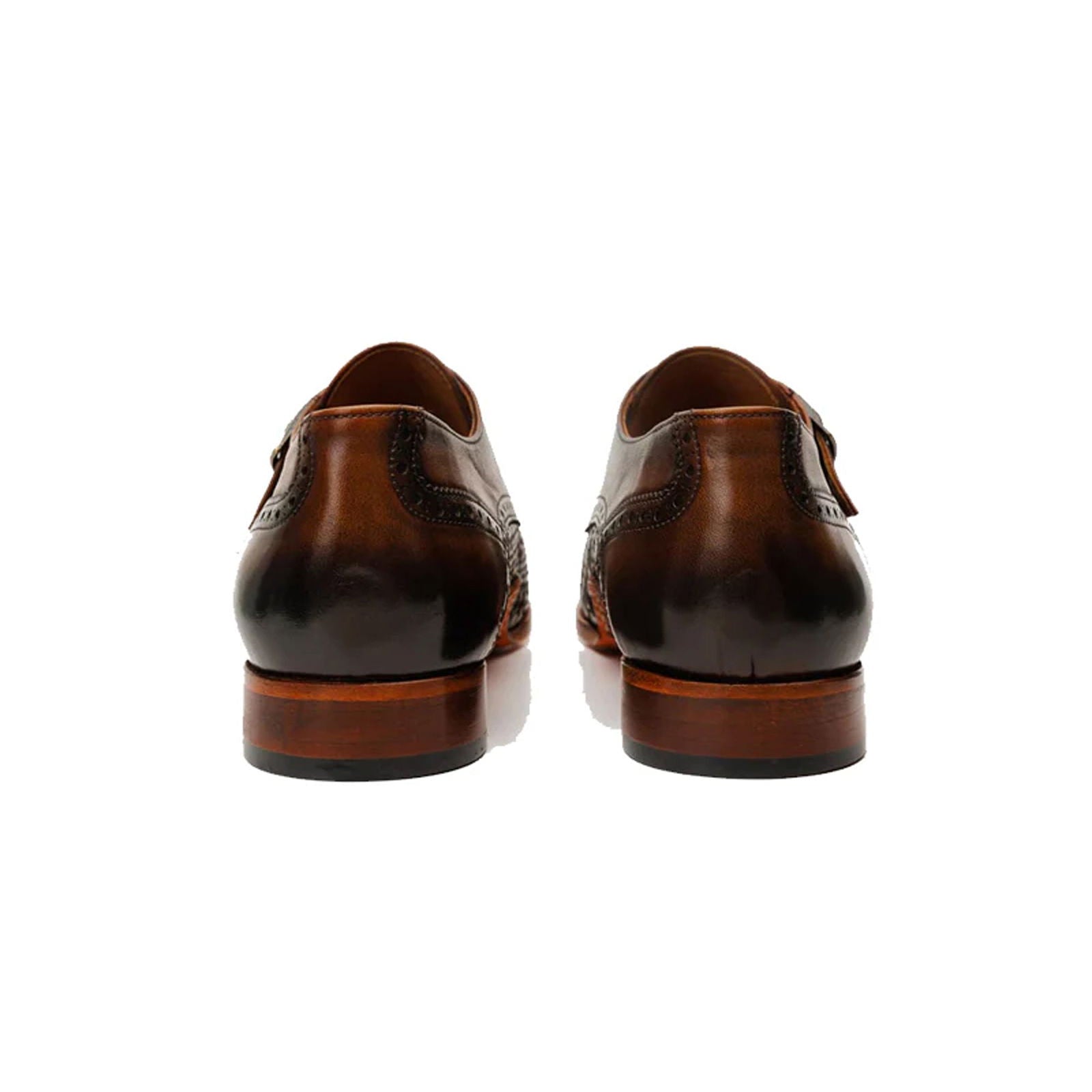 Brown Leather Single Strap Monk Shoe - Milanese Leather