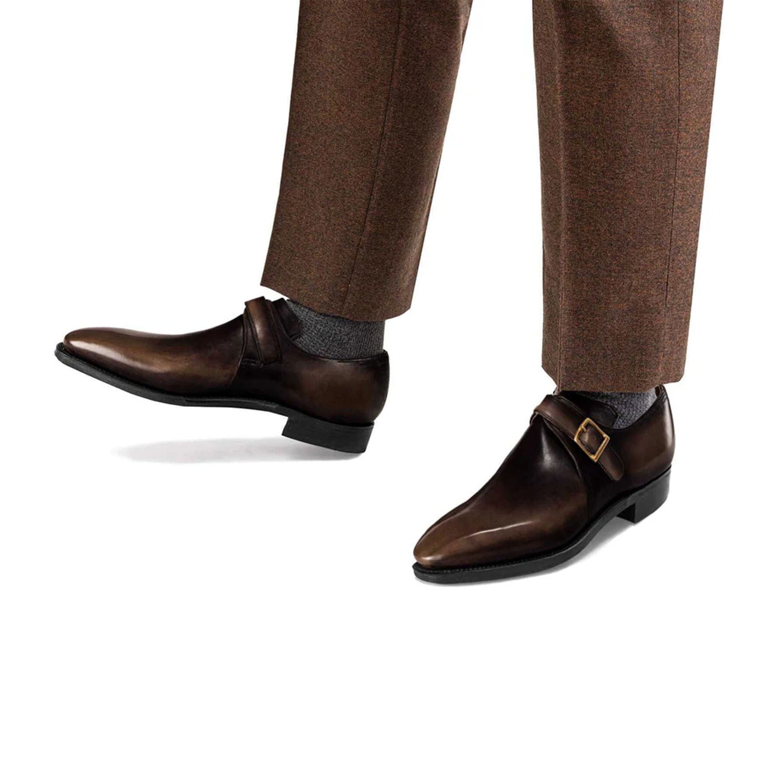 Buckle Calf Leather Old Black Shoes - Milanese Leather