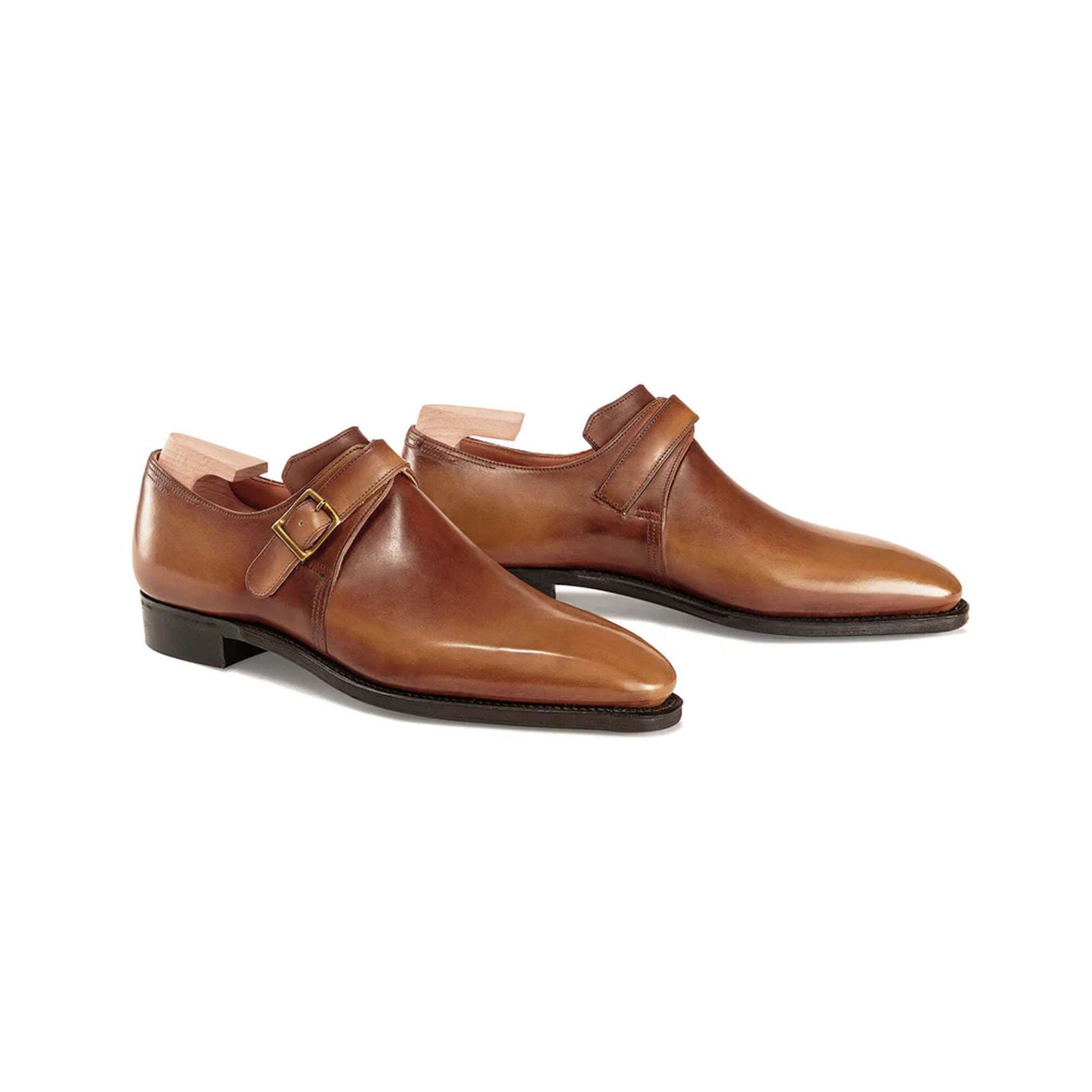 Buckle Calf Leather Old Wood Shoes - Milanese Leather