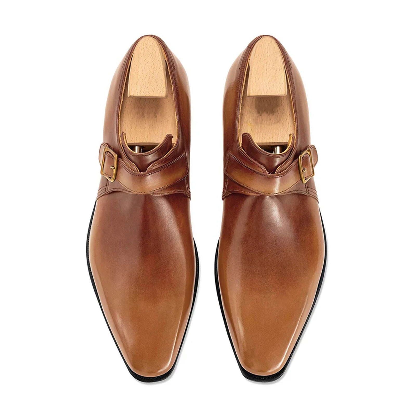 Buckle Calf Leather Old Wood Shoes - Milanese Leather