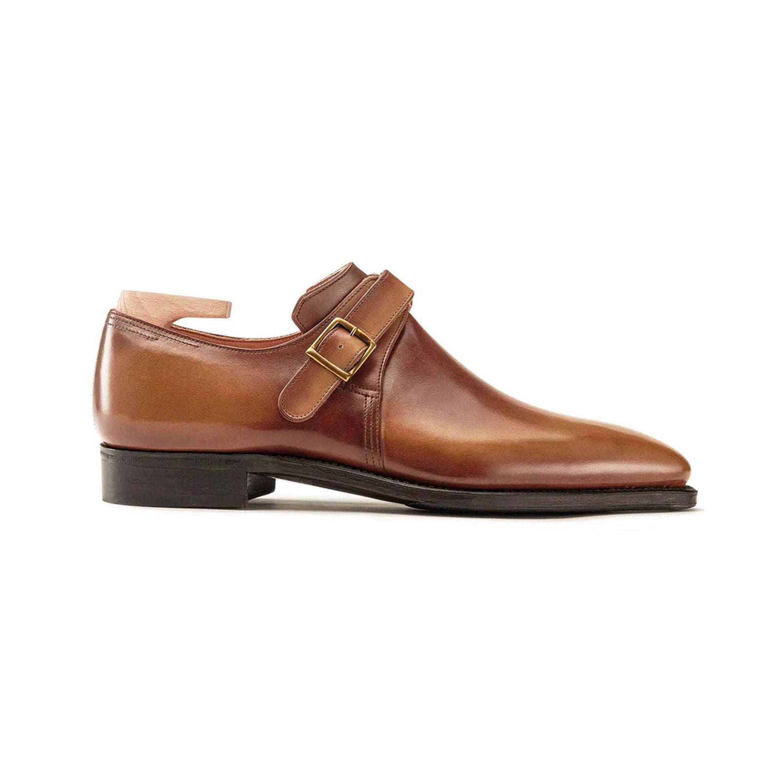 Buckle Calf Leather Old Wood Shoes - Milanese Leather