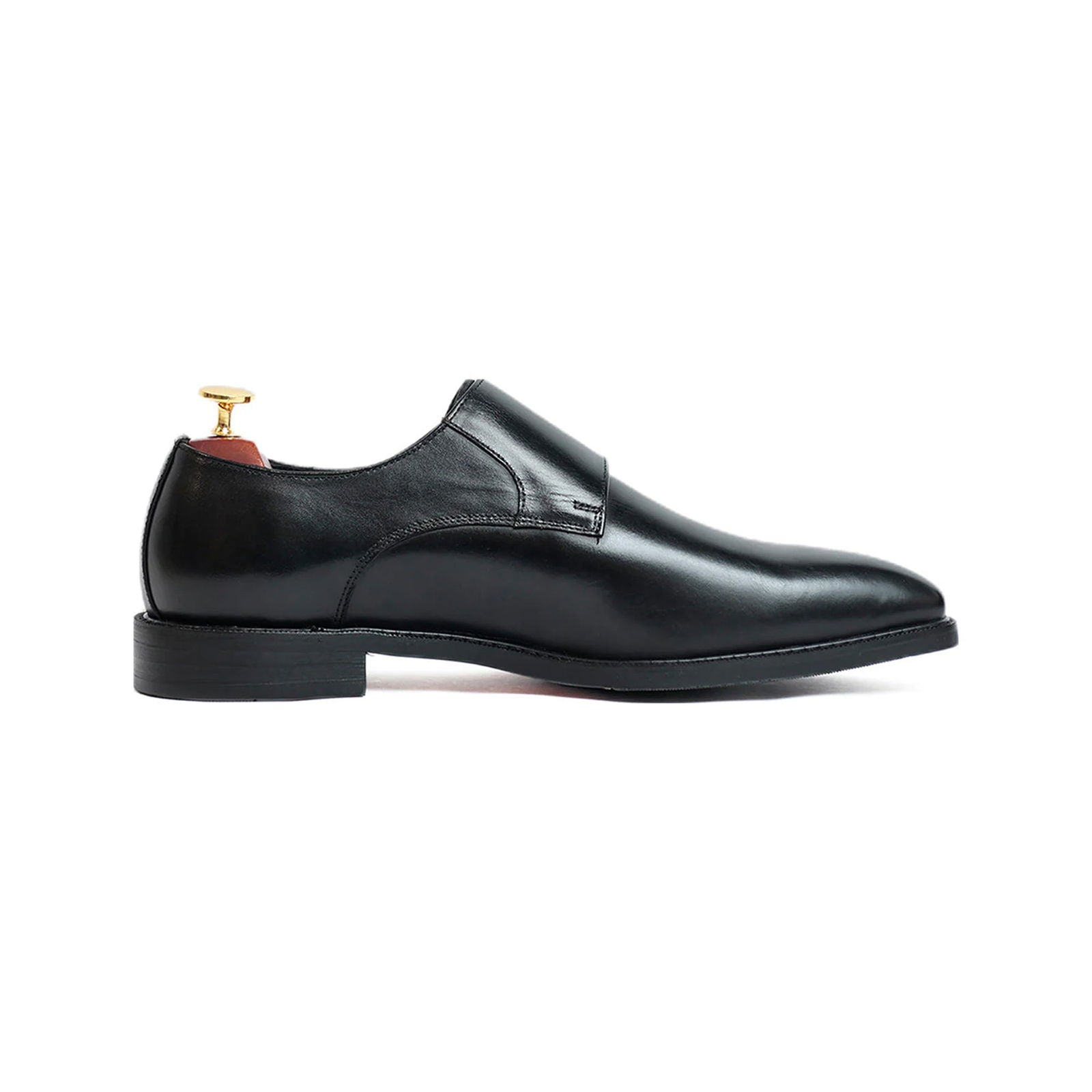 Classic Black Monk Strap Shoes - Milanese Leather