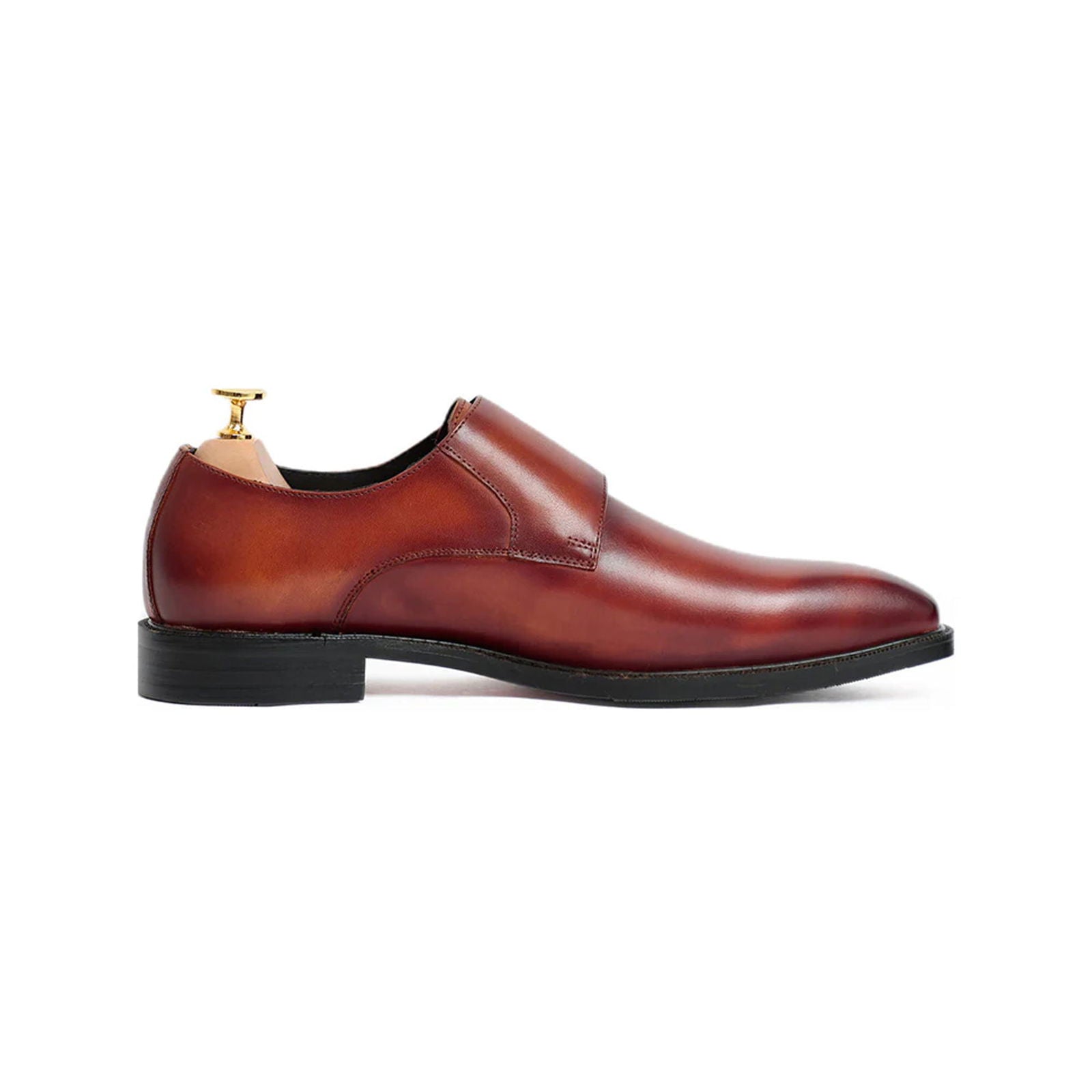 Classic Brown Monk Strap Shoes - Milanese Leather