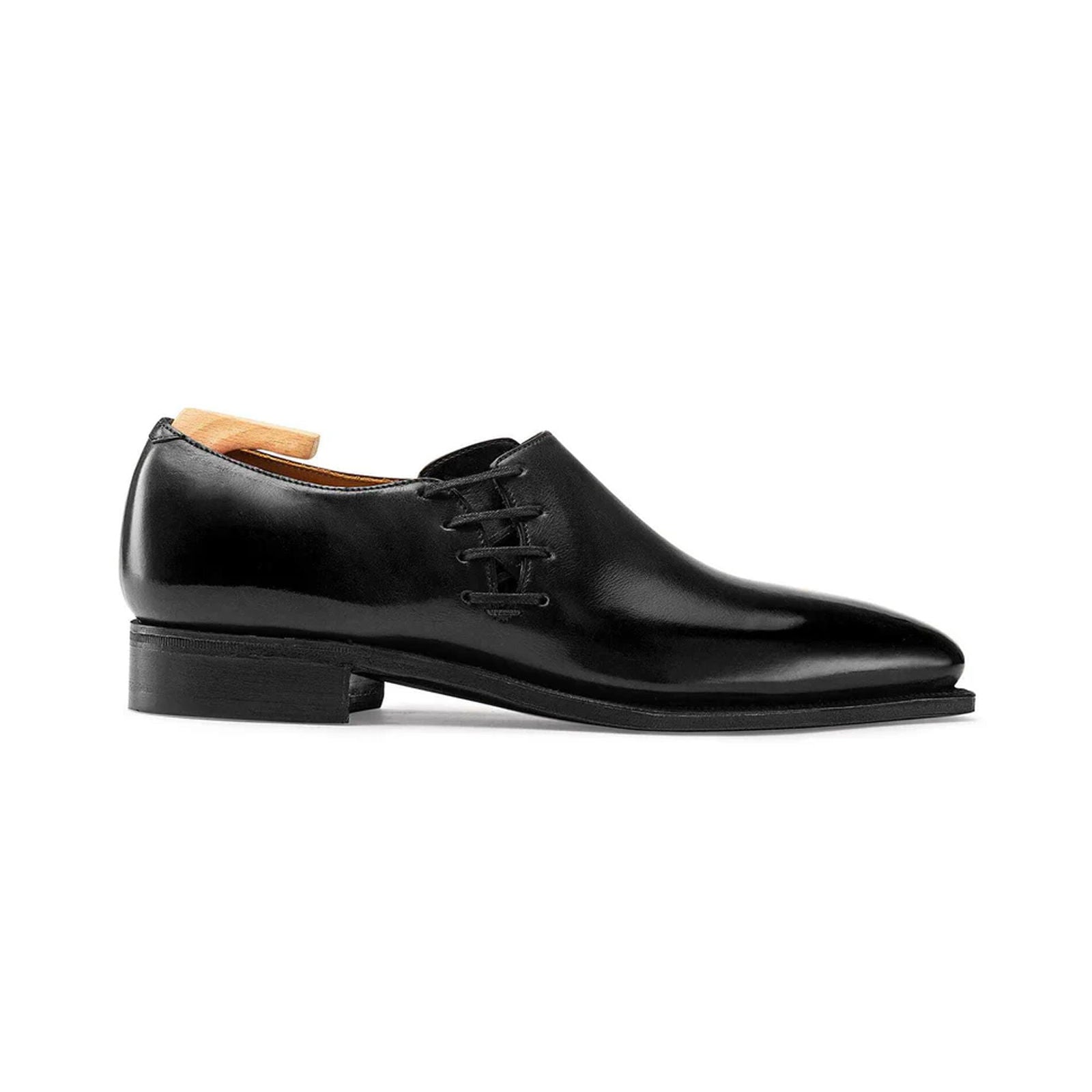 Lateral Lace Calf Leather Black - Milanese Leather