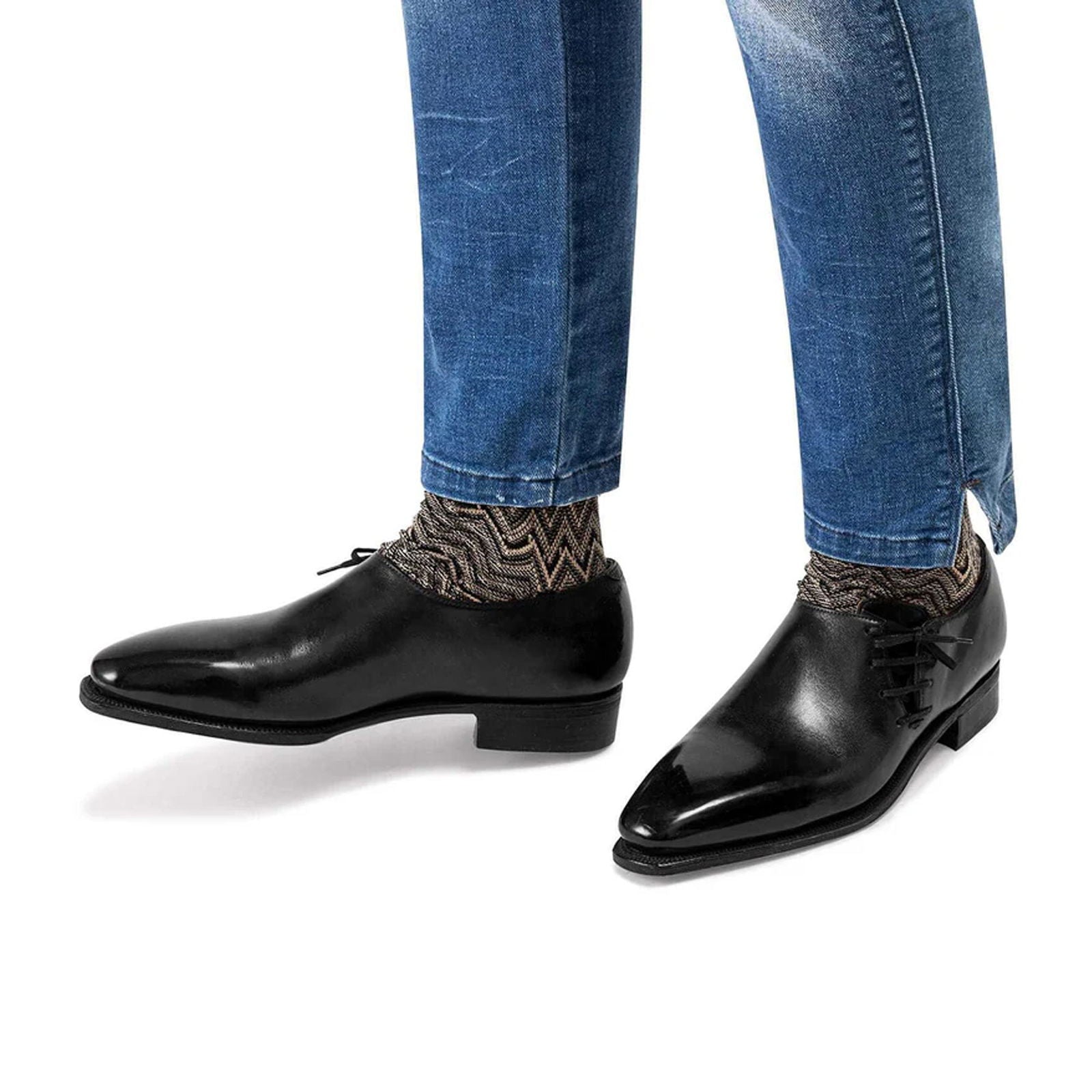 Lateral Lace Calf Leather Black - Milanese Leather