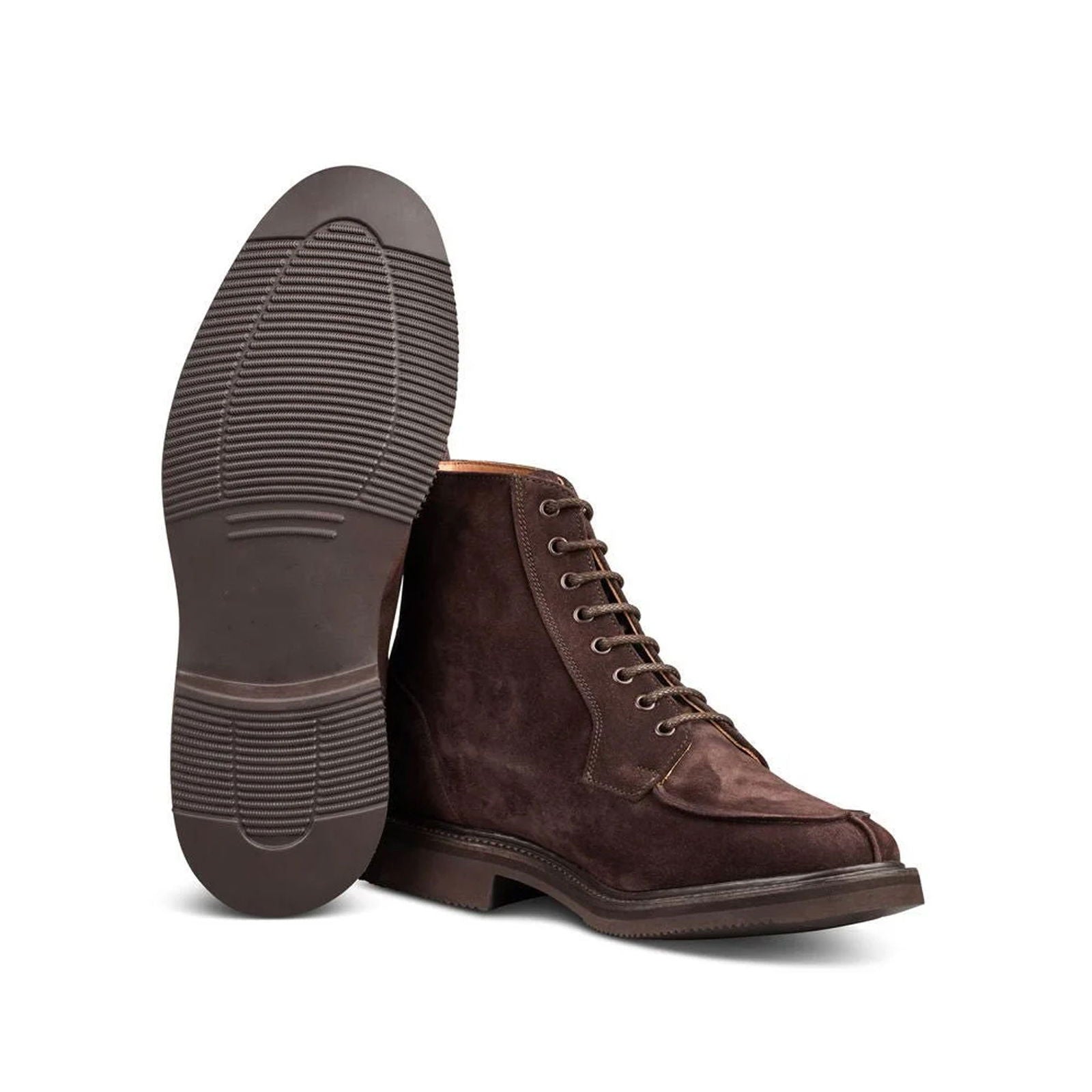 Lawrence Apron Front Derby Boot Coffee Suede - Milanese Leather
