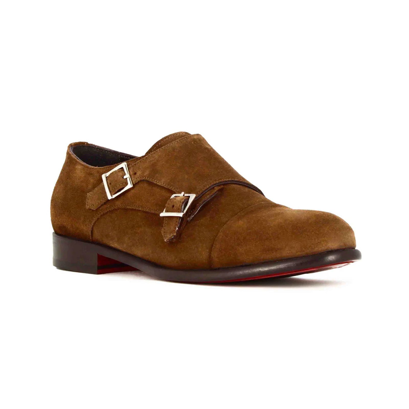 Light Brown Double Monk Strap Shoe - Milanese Leather