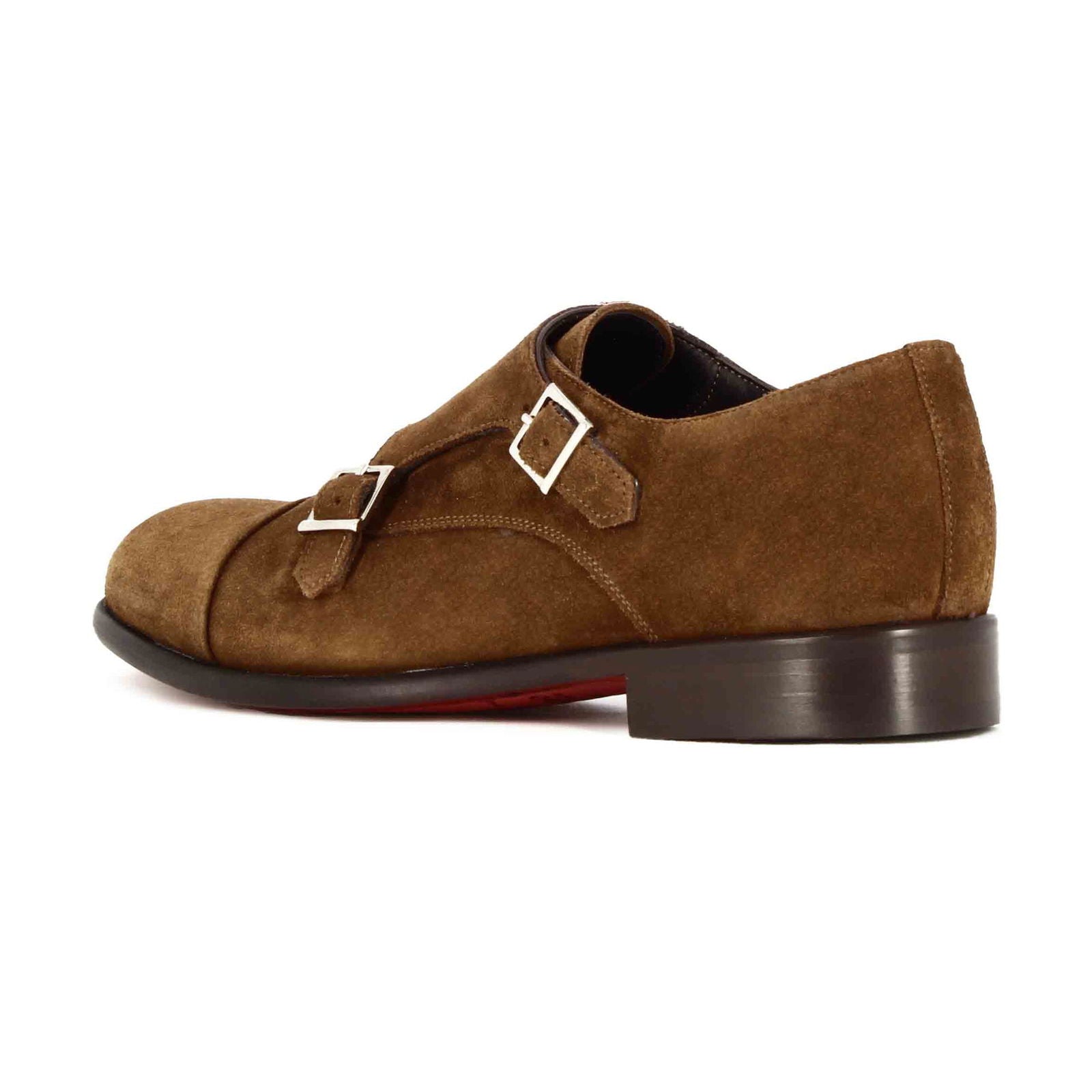 Light Brown Double Monk Strap Shoe - Milanese Leather