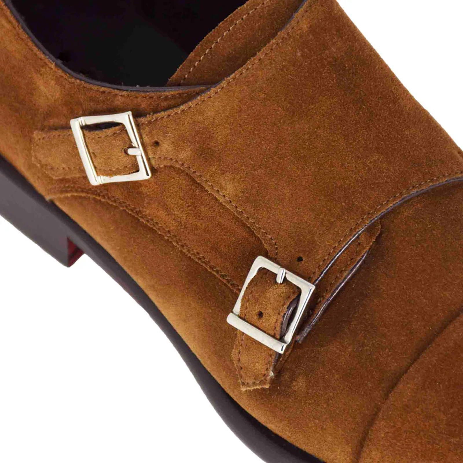 Light Brown Double Monk Strap Shoe - Milanese Leather