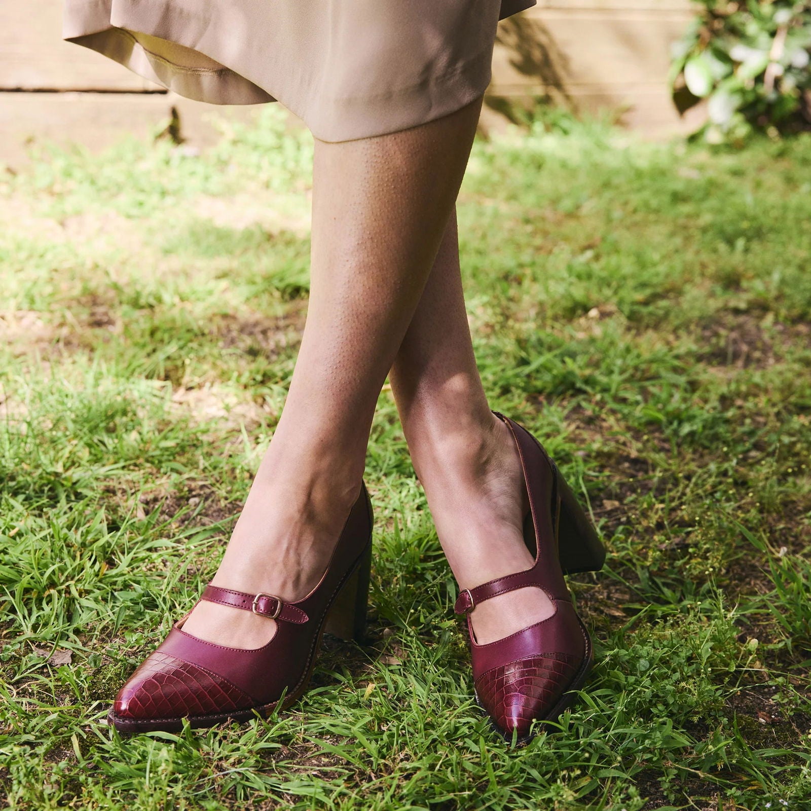 Miss Eliza High Heel Berry Croc - Milanese Leather