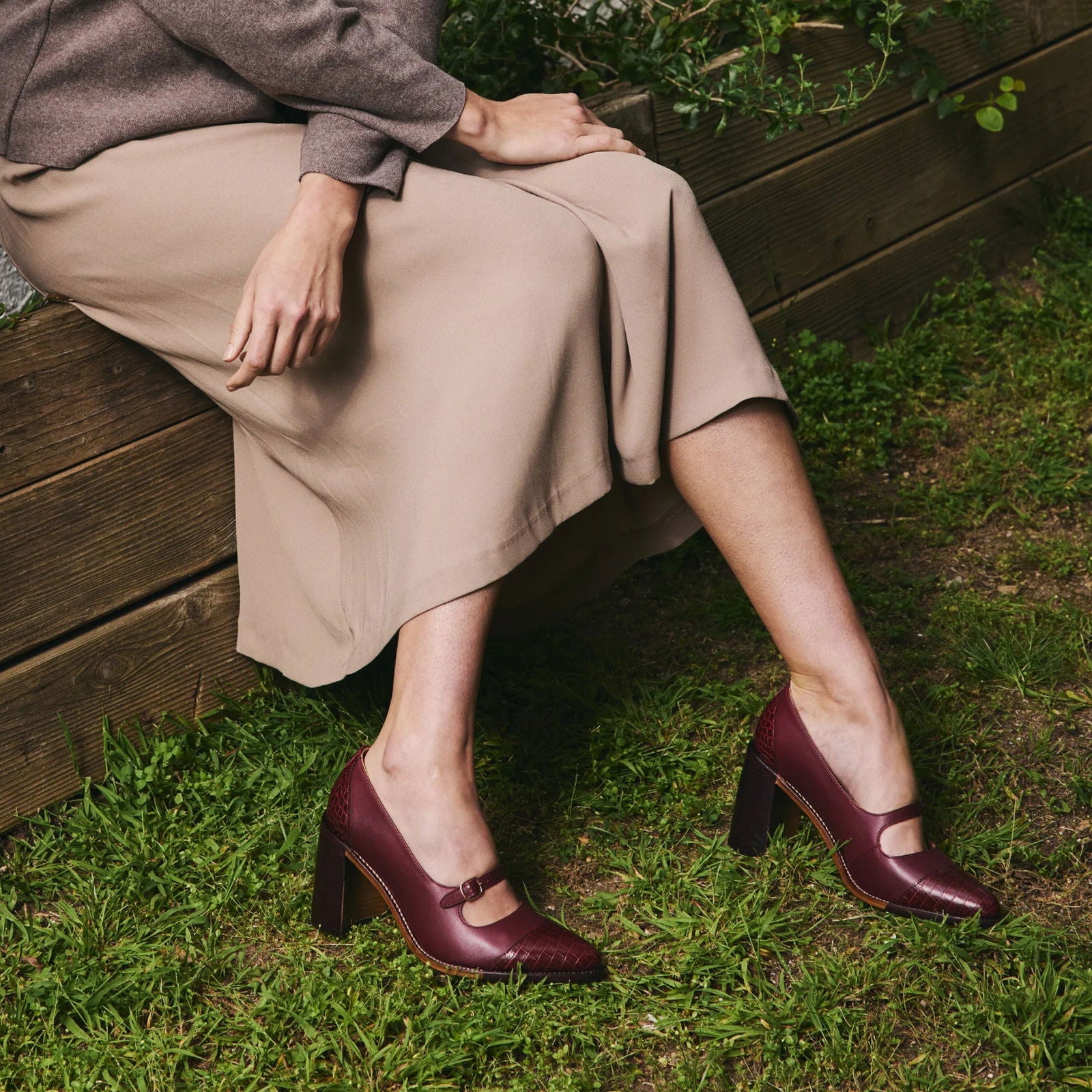 Miss Eliza High Heel Berry Croc - Milanese Leather