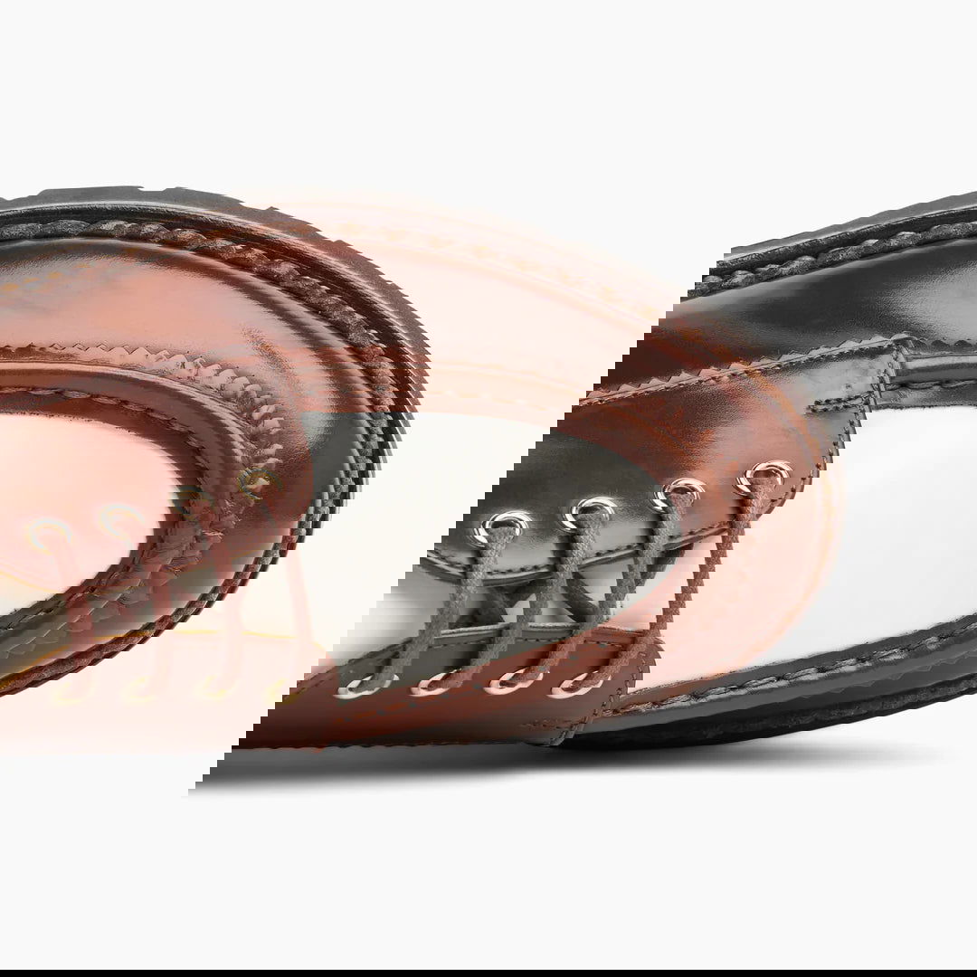 Mr. Teddy Derby Cognac & White - Milanese Leather