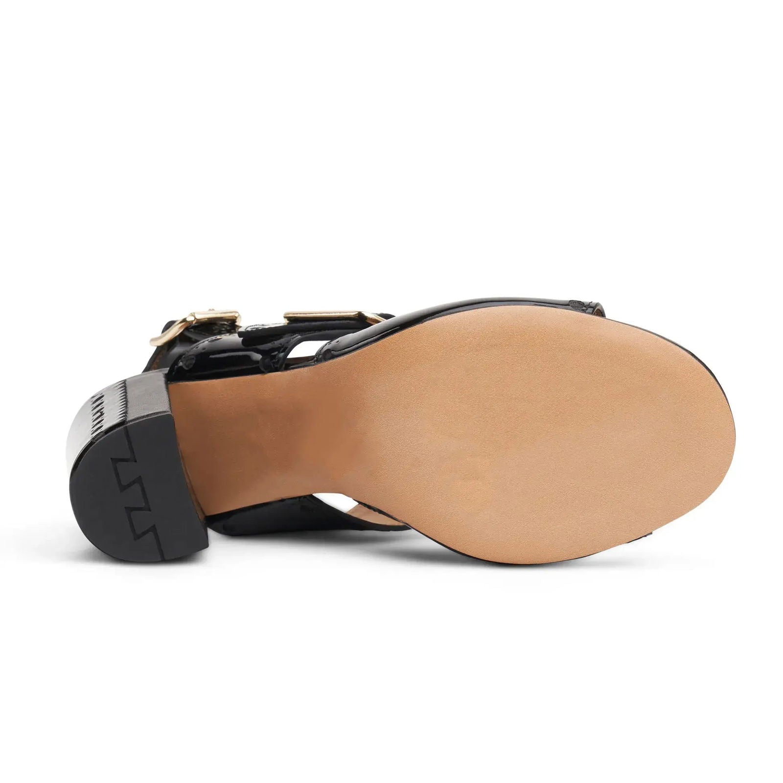 Ms. Nellie Sandal Glossy Black - Milanese Leather