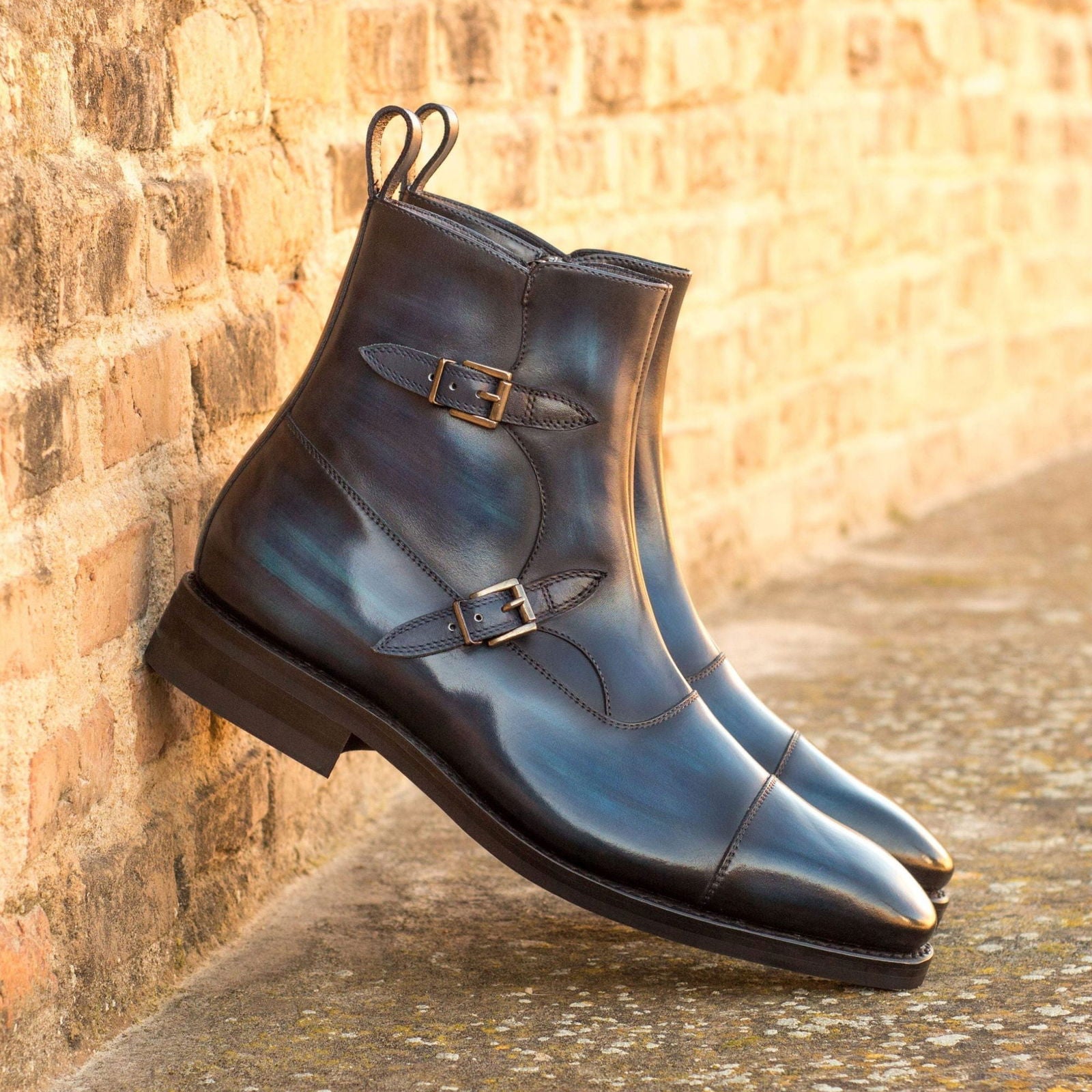 Patina Double Monk Boots BARI - Milanese Leather