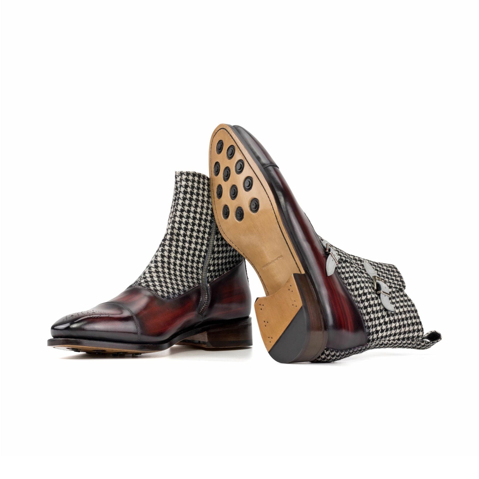 Patina Double Monk Boots BRADLEY - Milanese Leather