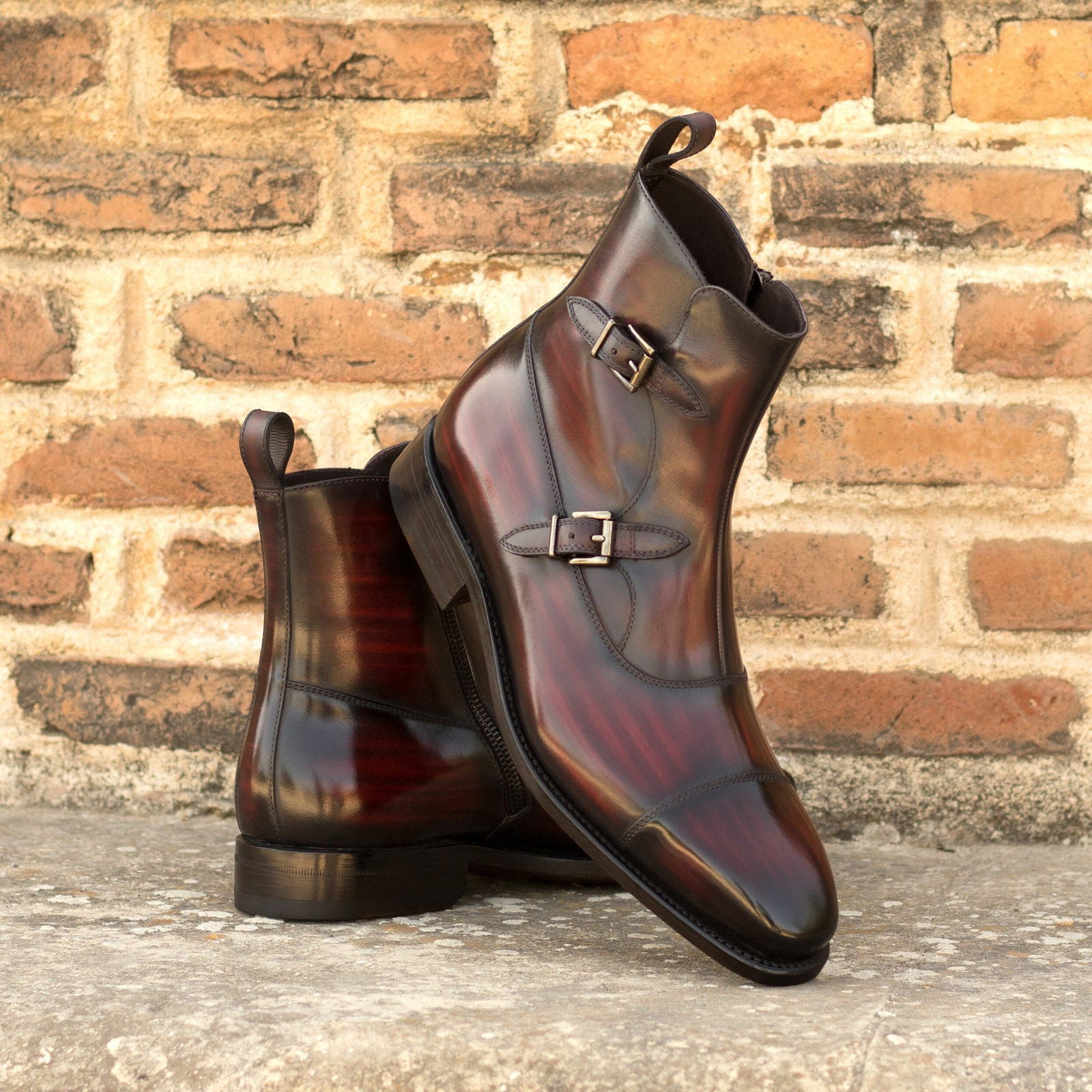 Patina Double Monk Boots FONTANE - Milanese Leather