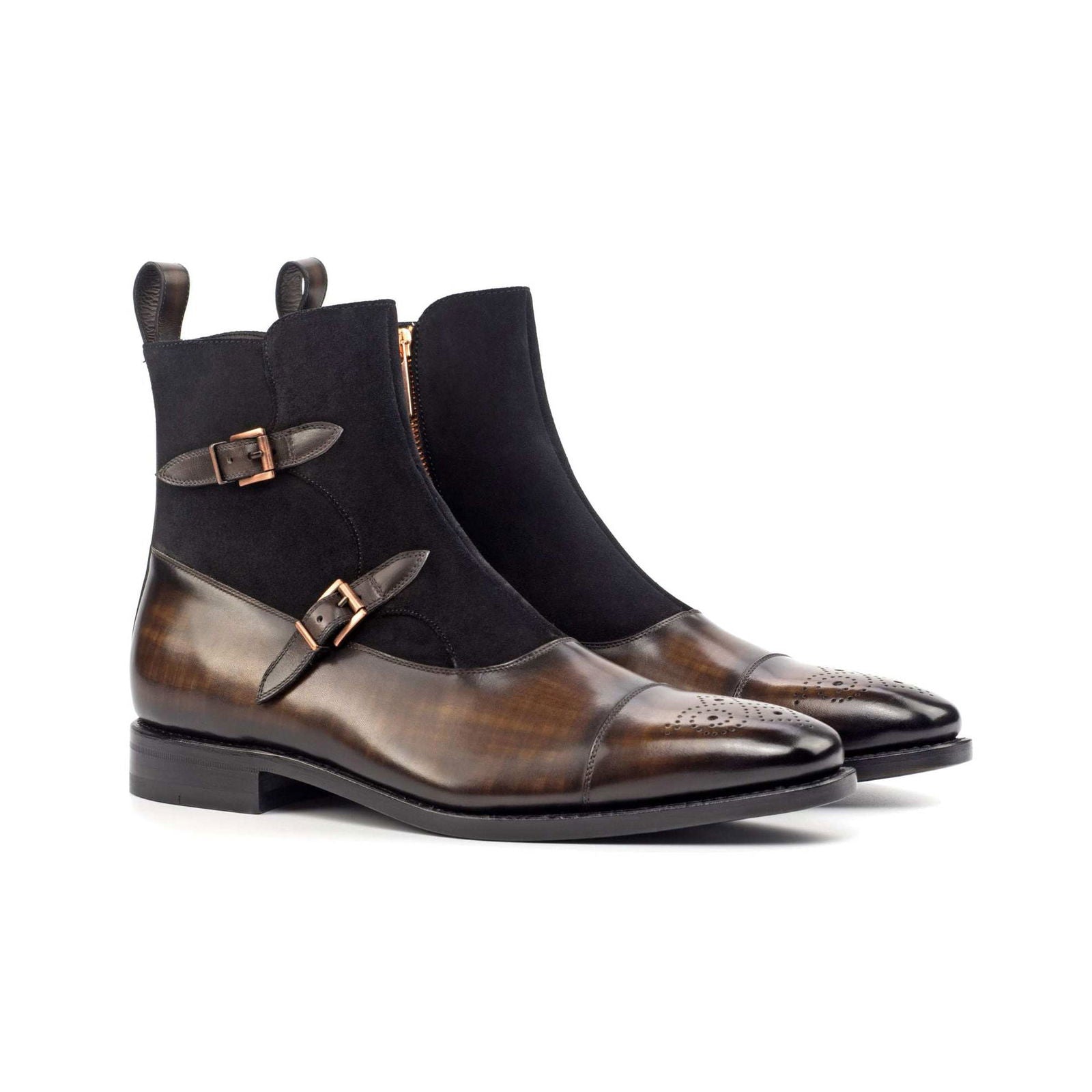 Patina Double Monk Boots LUCCHESE - Milanese Leather