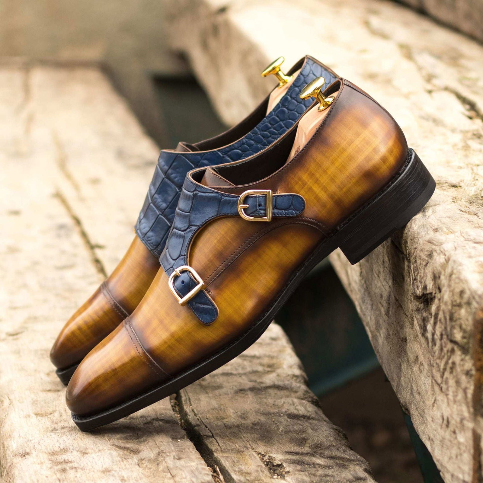 Patina Double Monk Shoes ACCENTI - Milanese Leather