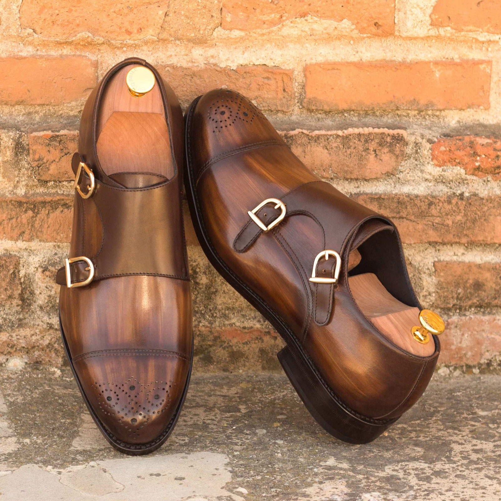 Patina Double Monk Shoes ALMO - Milanese Leather