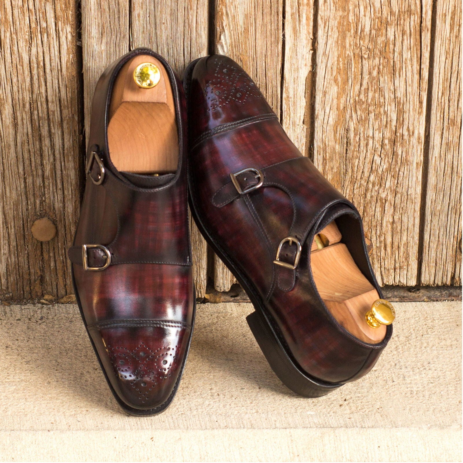 Patina Double Monk Shoes BARZINI - Milanese Leather