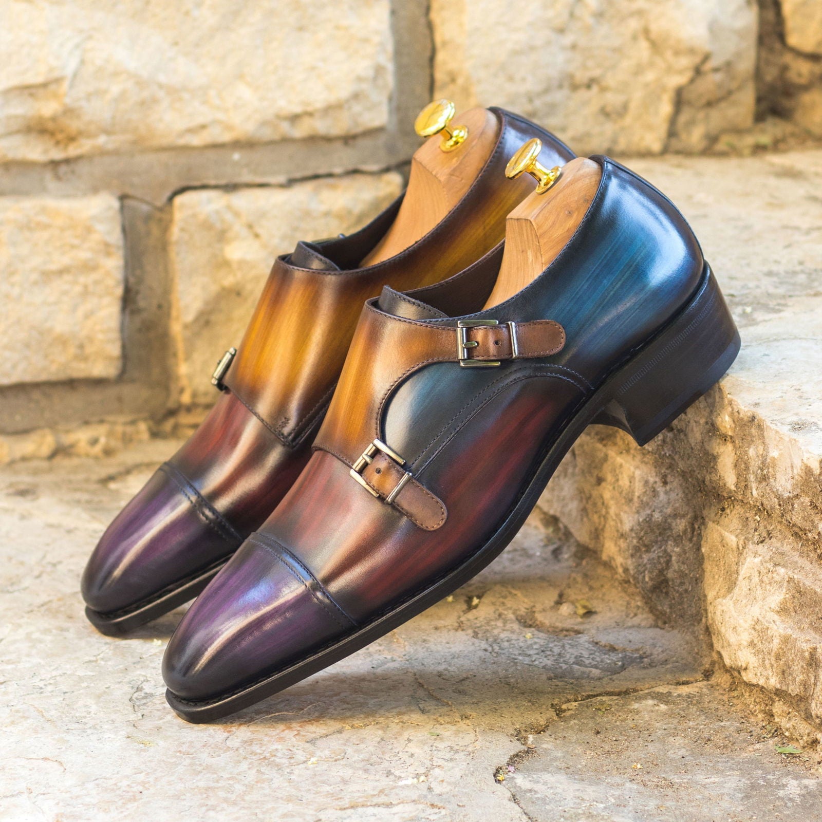 Patina Double Monk Shoes CARNIVAL - Milanese Leather