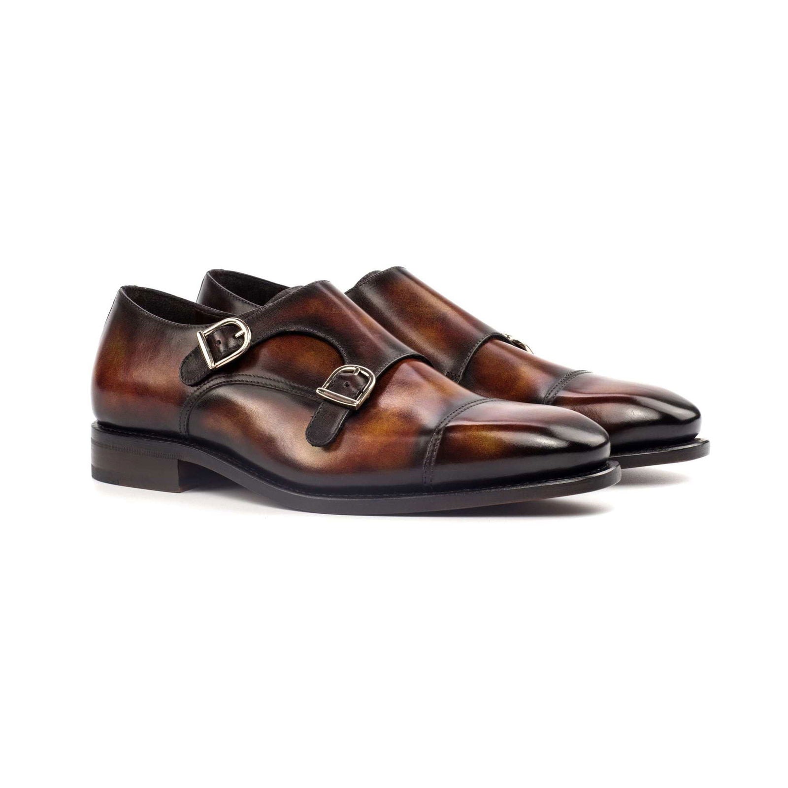 Patina Double Monk Shoes FALUCCI - Milanese Leather