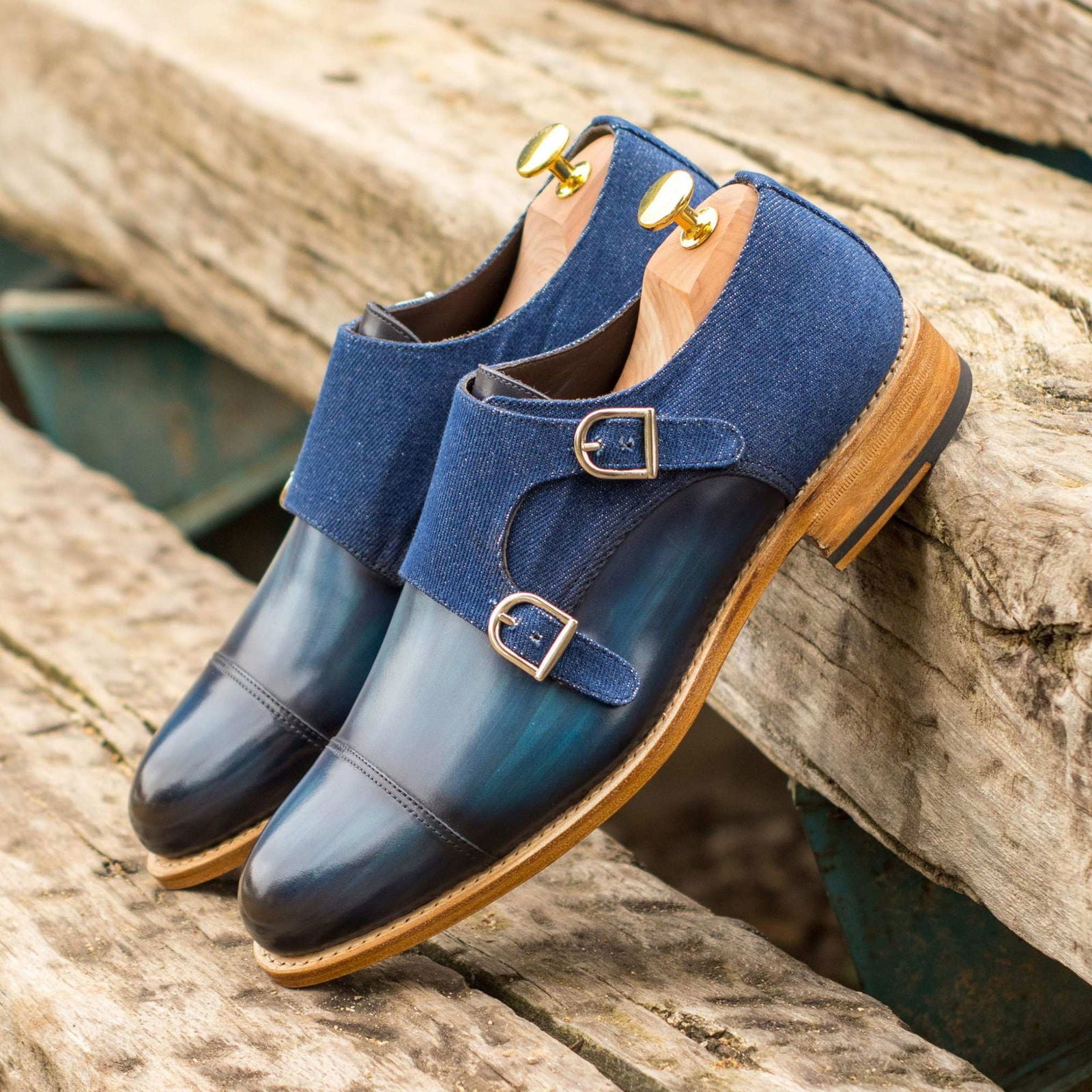 Patina Double Monk Shoes SELVEDGE - Milanese Leather