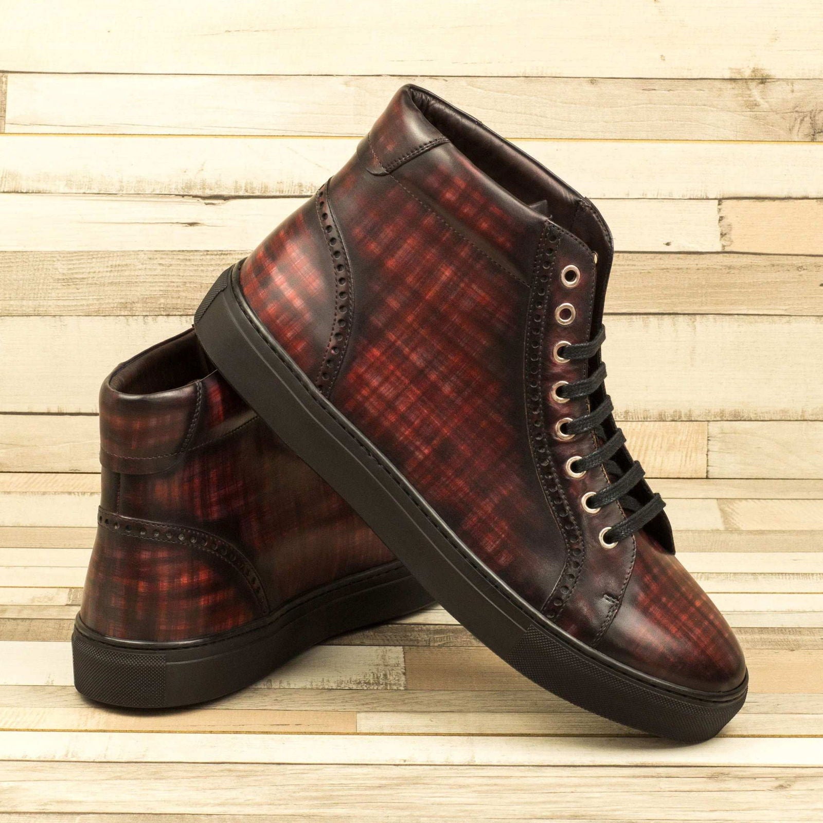 Patina High-Top Brogue Sneakers NICHOLL - Milanese Leather