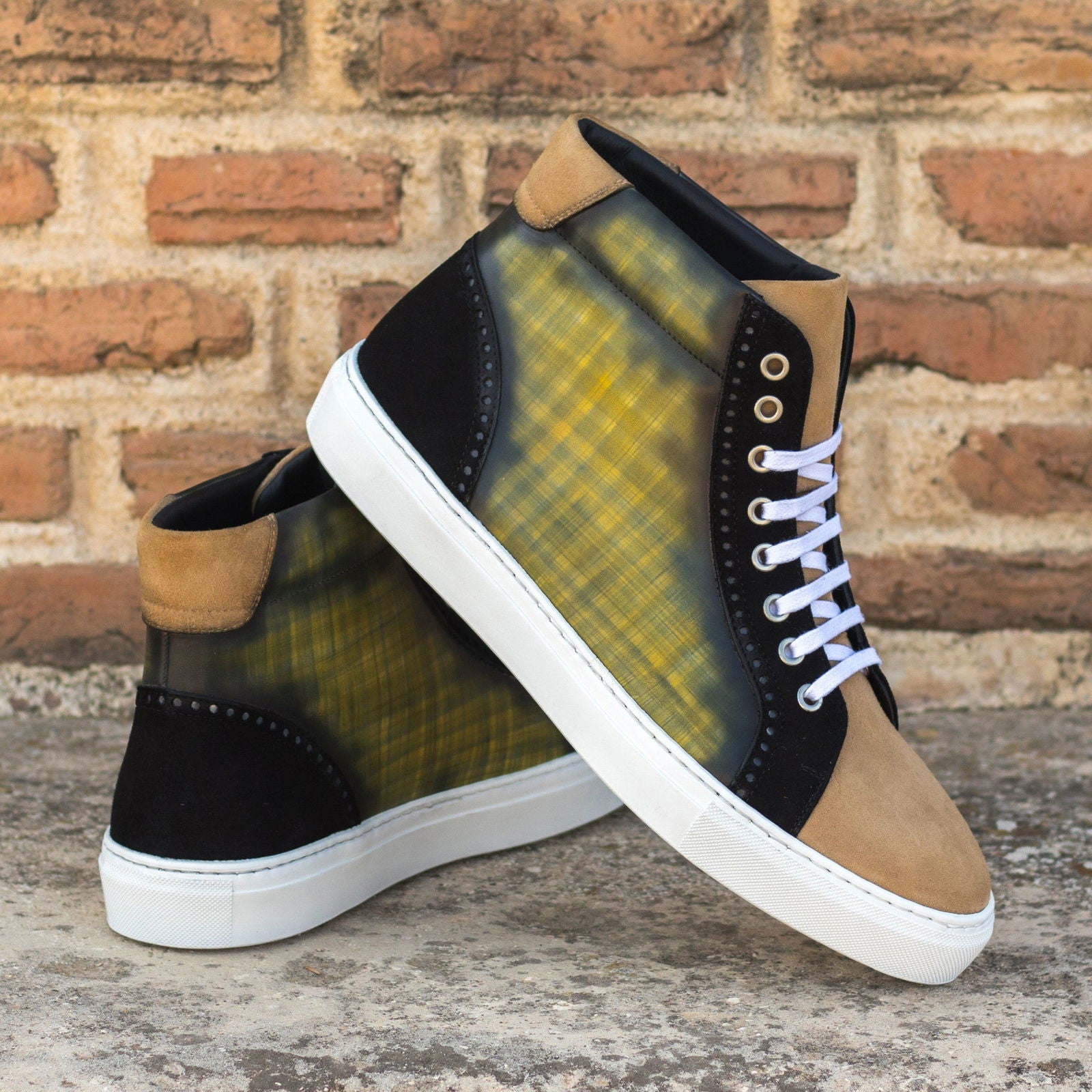 Patina High-Top Brogue Sneakers NUGENT - Milanese Leather