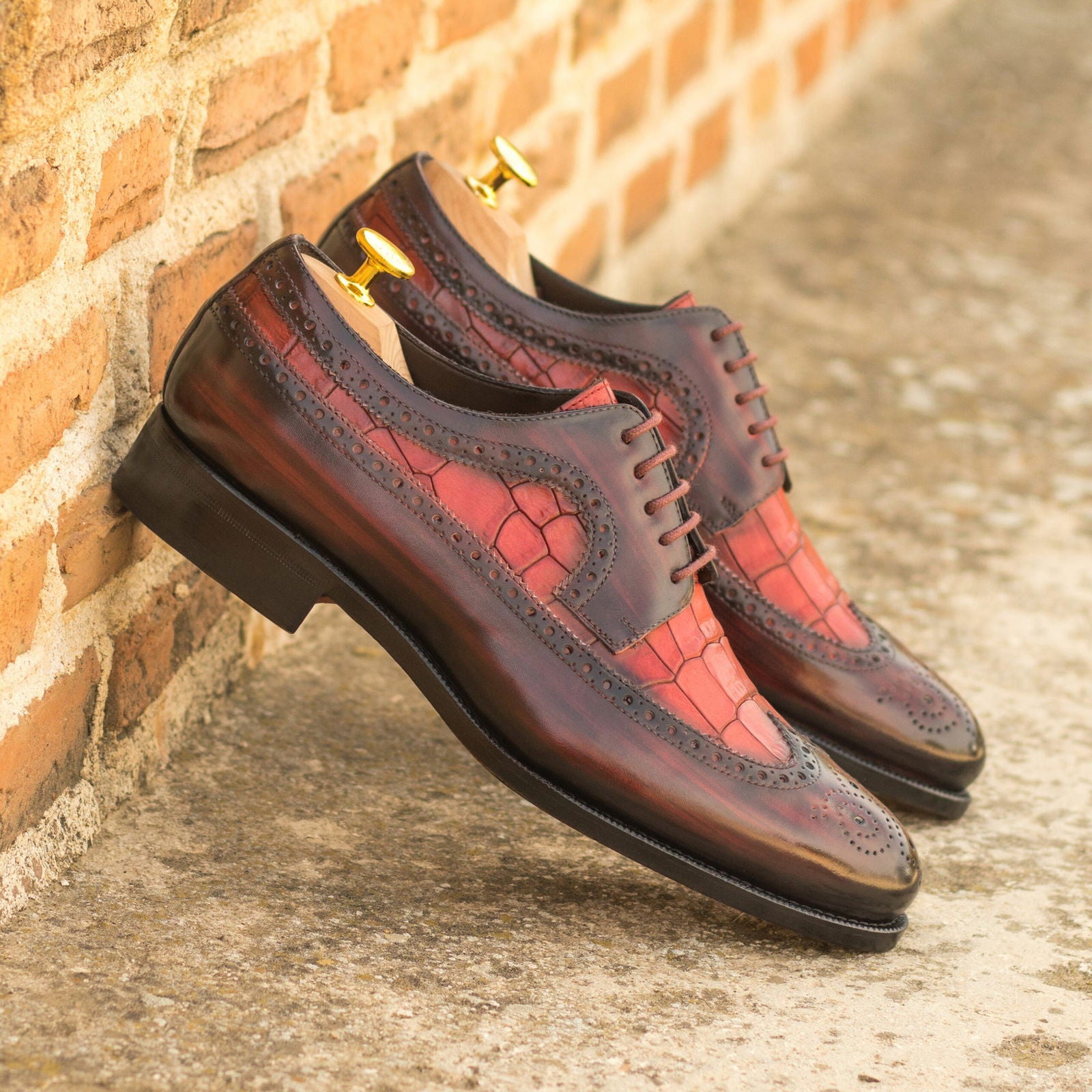 Patina Longwing Blucher Shoes PETRUCCI - Milanese Leather