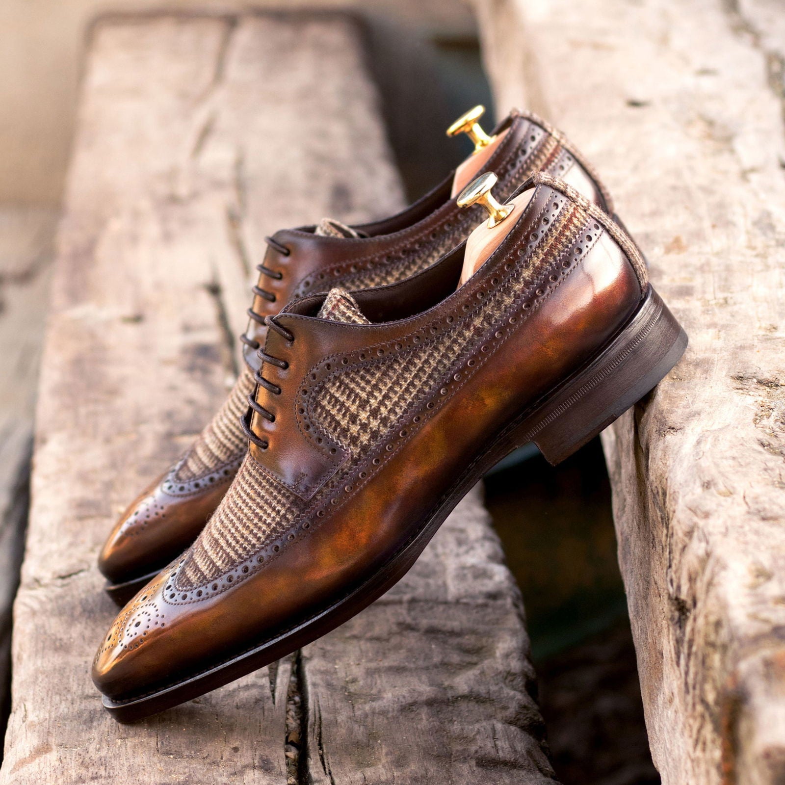Patina Longwing Blucher Shoes REID - Milanese Leather