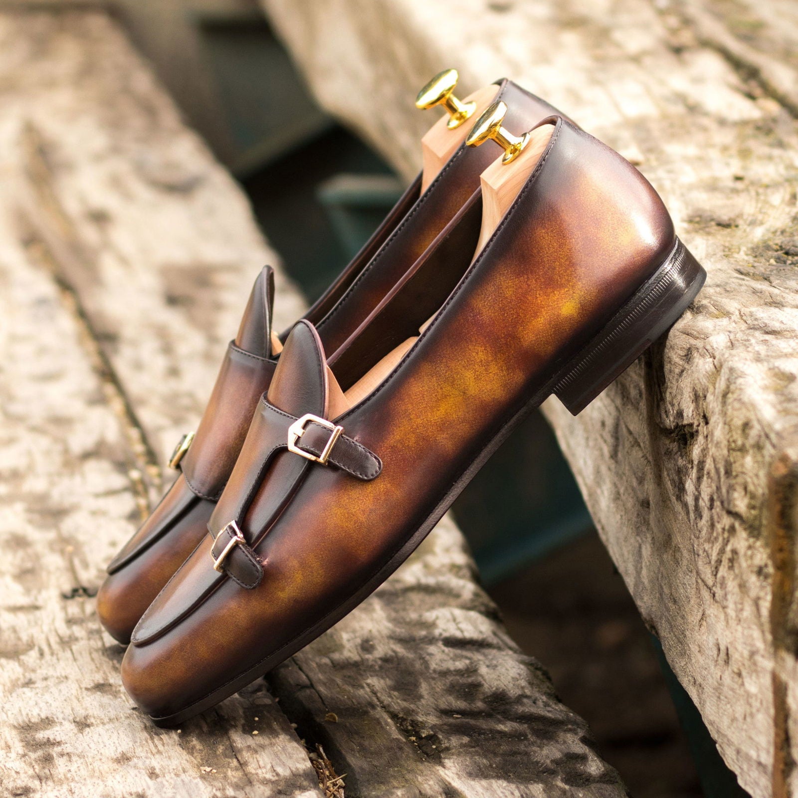 Patina Monk Slippers GLACCO - Milanese Leather