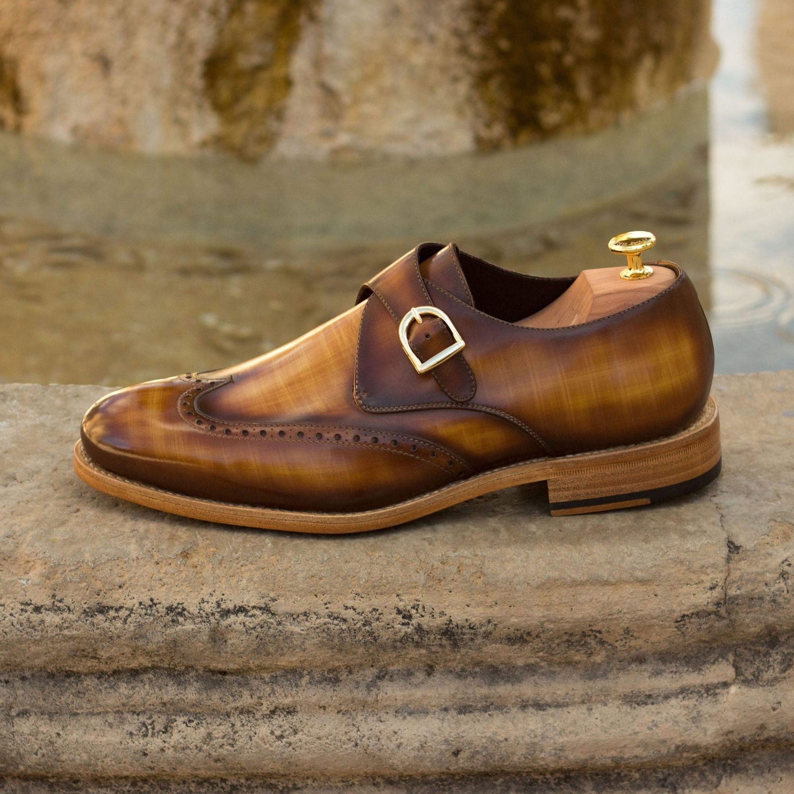 Patina Single Monk Shoes ABSOL - Milanese Leather