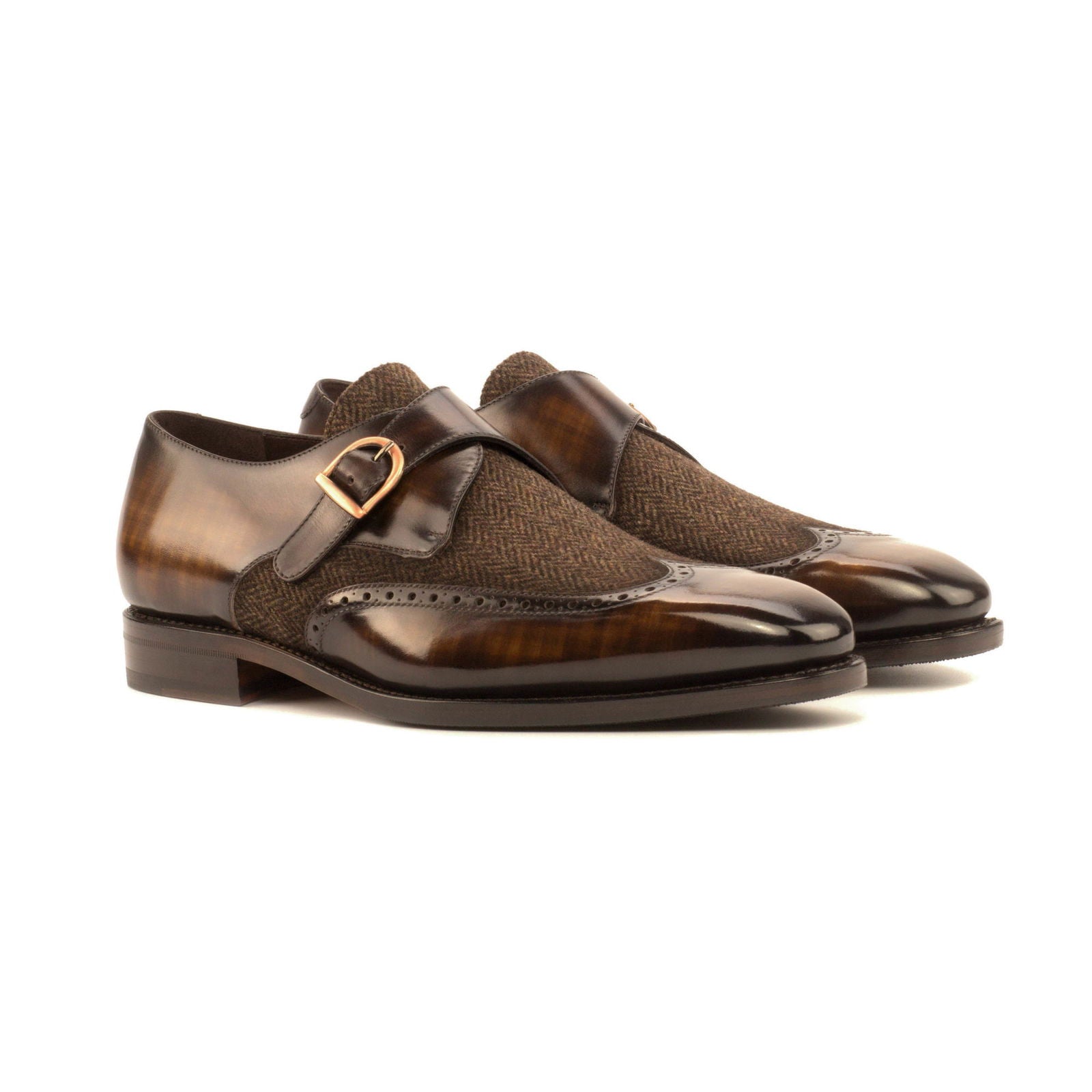 Patina Single Monk Shoes AIKEN - Milanese Leather