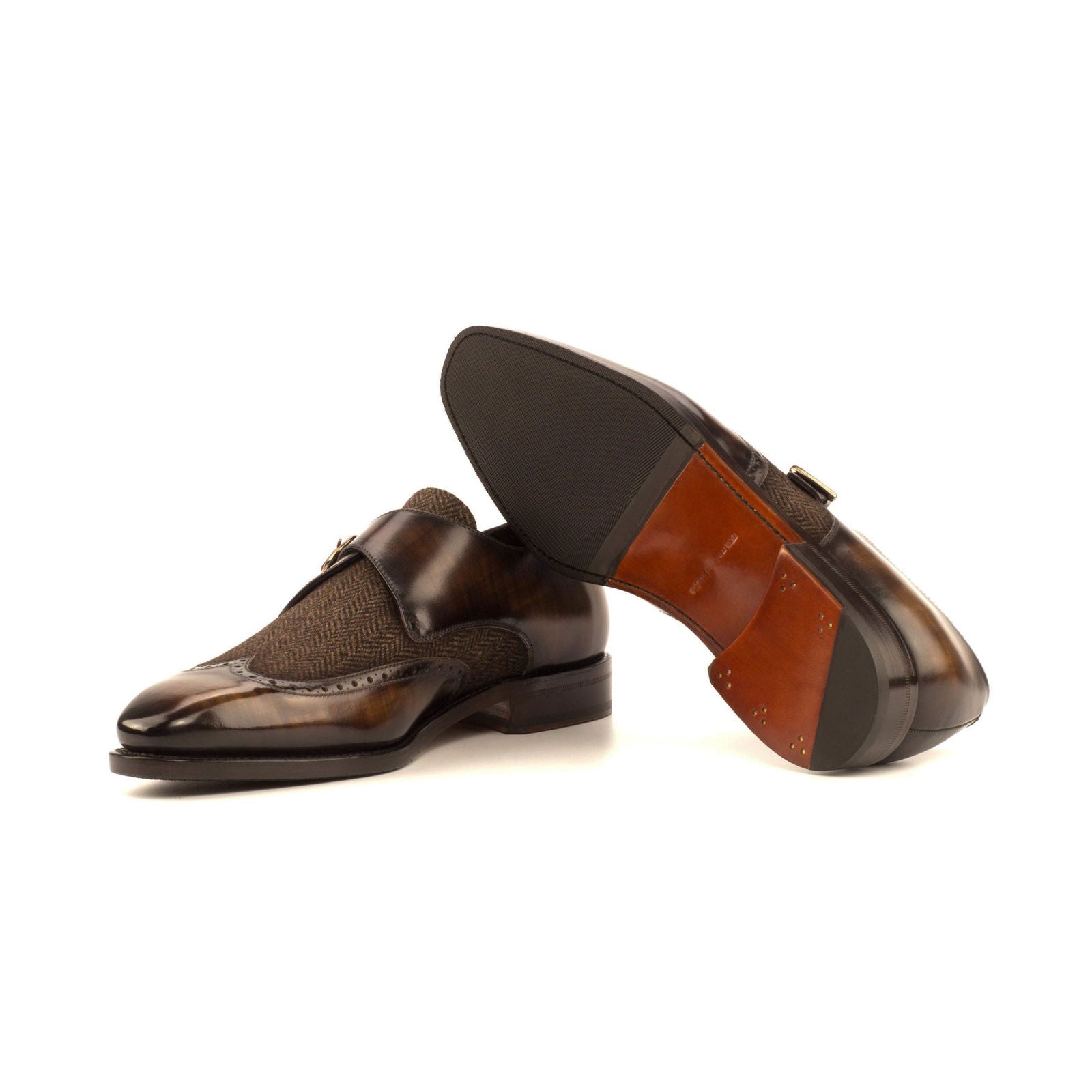 Patina Single Monk Shoes AIKEN - Milanese Leather