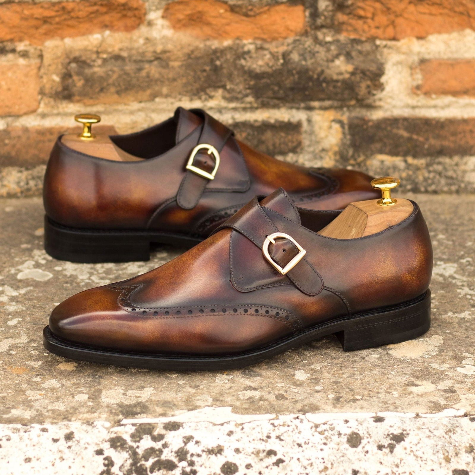 Patina Single Monk Shoes ARMAND - Milanese Leather