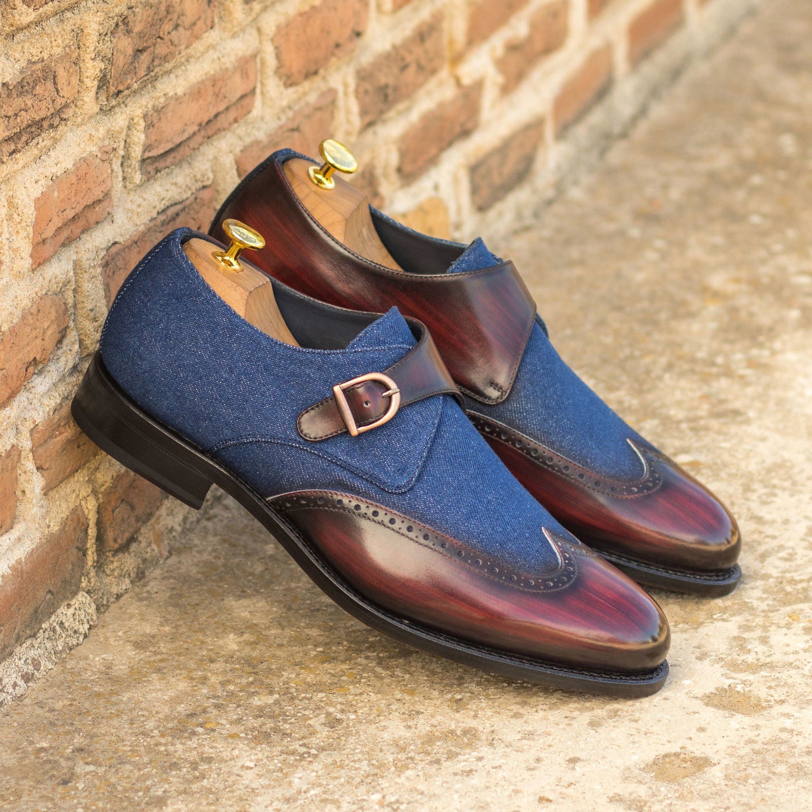 Patina Single Monk Shoes COOPER - Milanese Leather