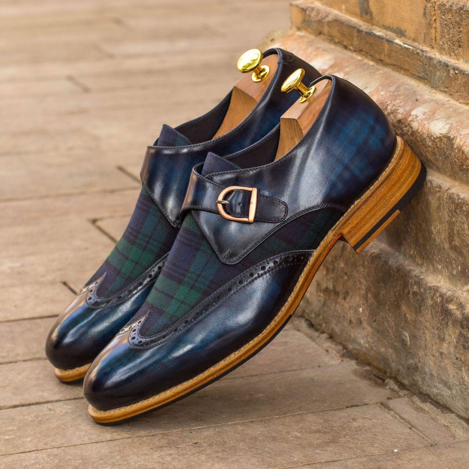 Patina Single Monk Shoes THISTLE - Milanese Leather