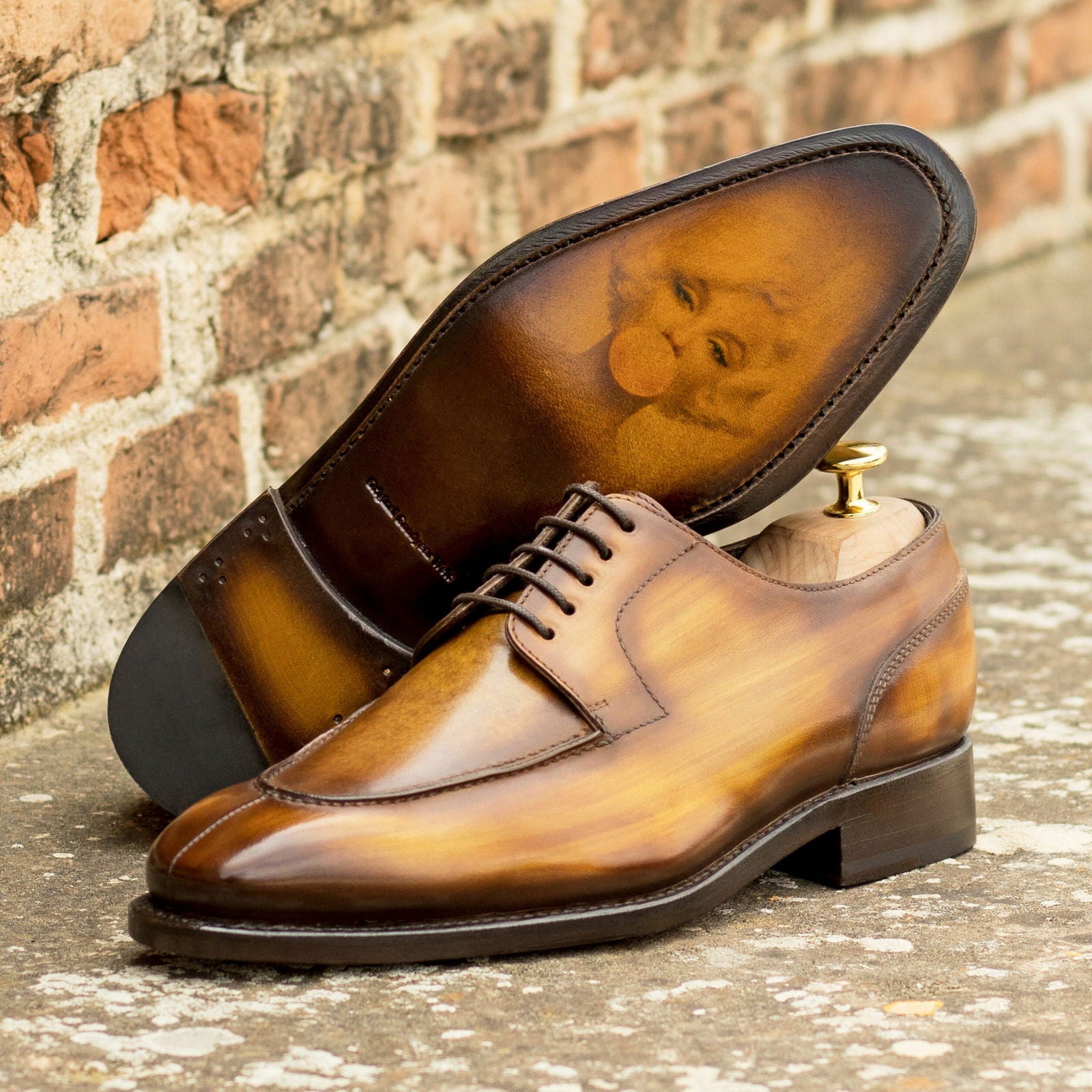 Patina Split Toe Derby Shoes MASON - Milanese Leather