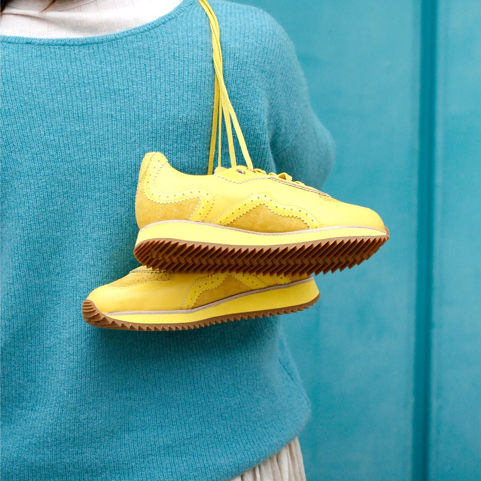 the Remi Sneaker Lisboa Yellow - Milanese Leather