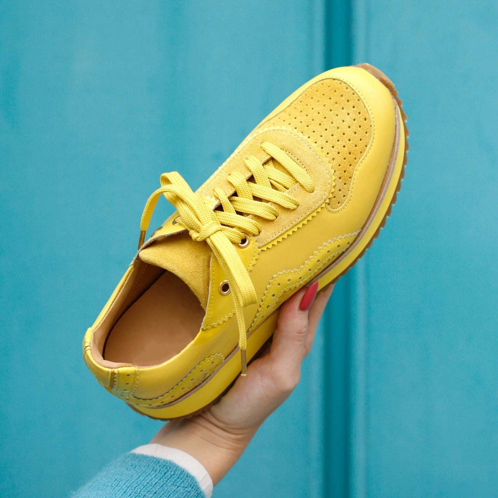 the Remi Sneaker Lisboa Yellow - Milanese Leather