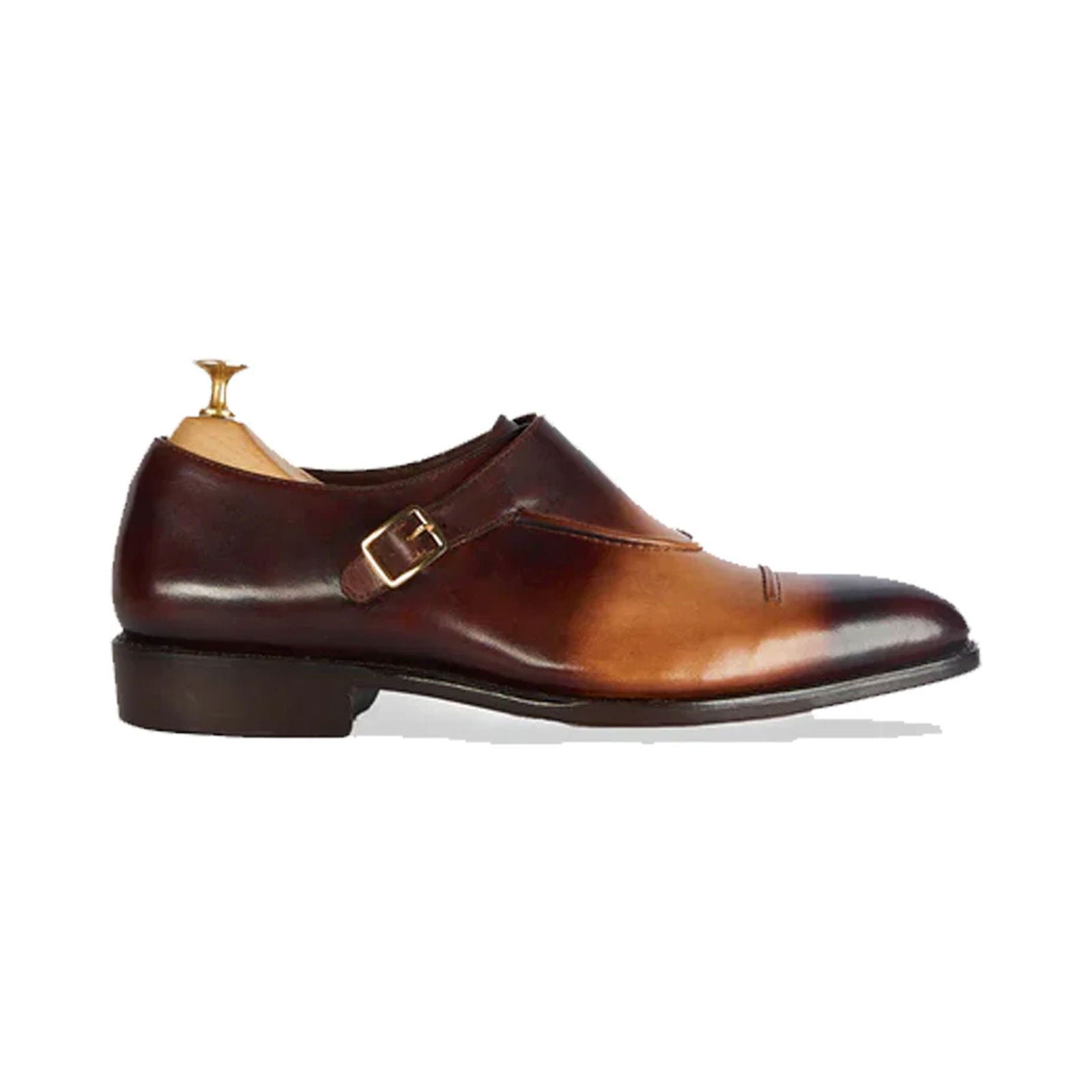 Double Monk Camel Brown - Milanese Leather