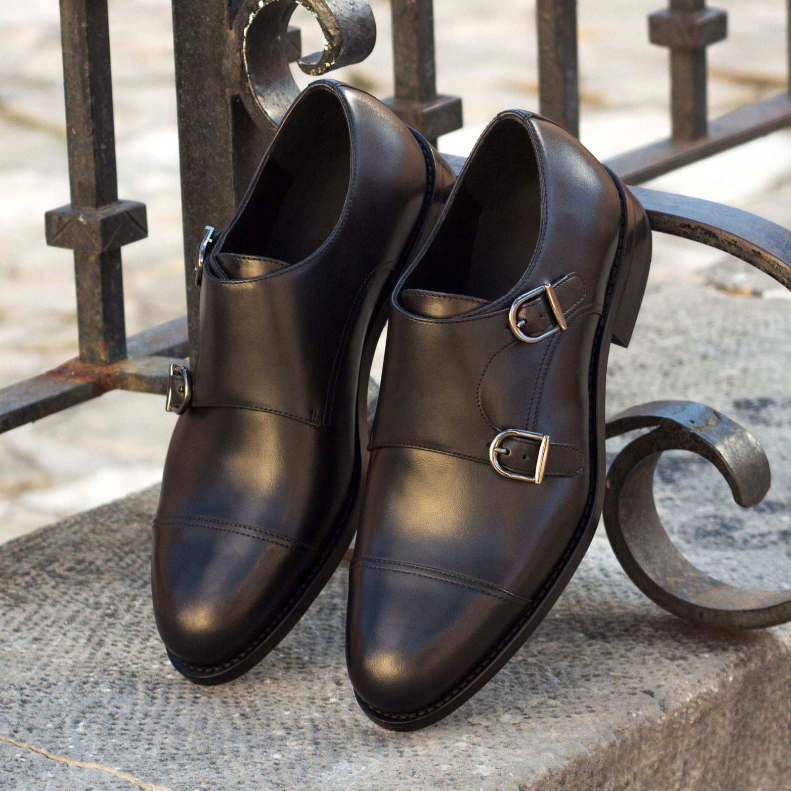 Double Monk Shoes NERO - Milanese Leather