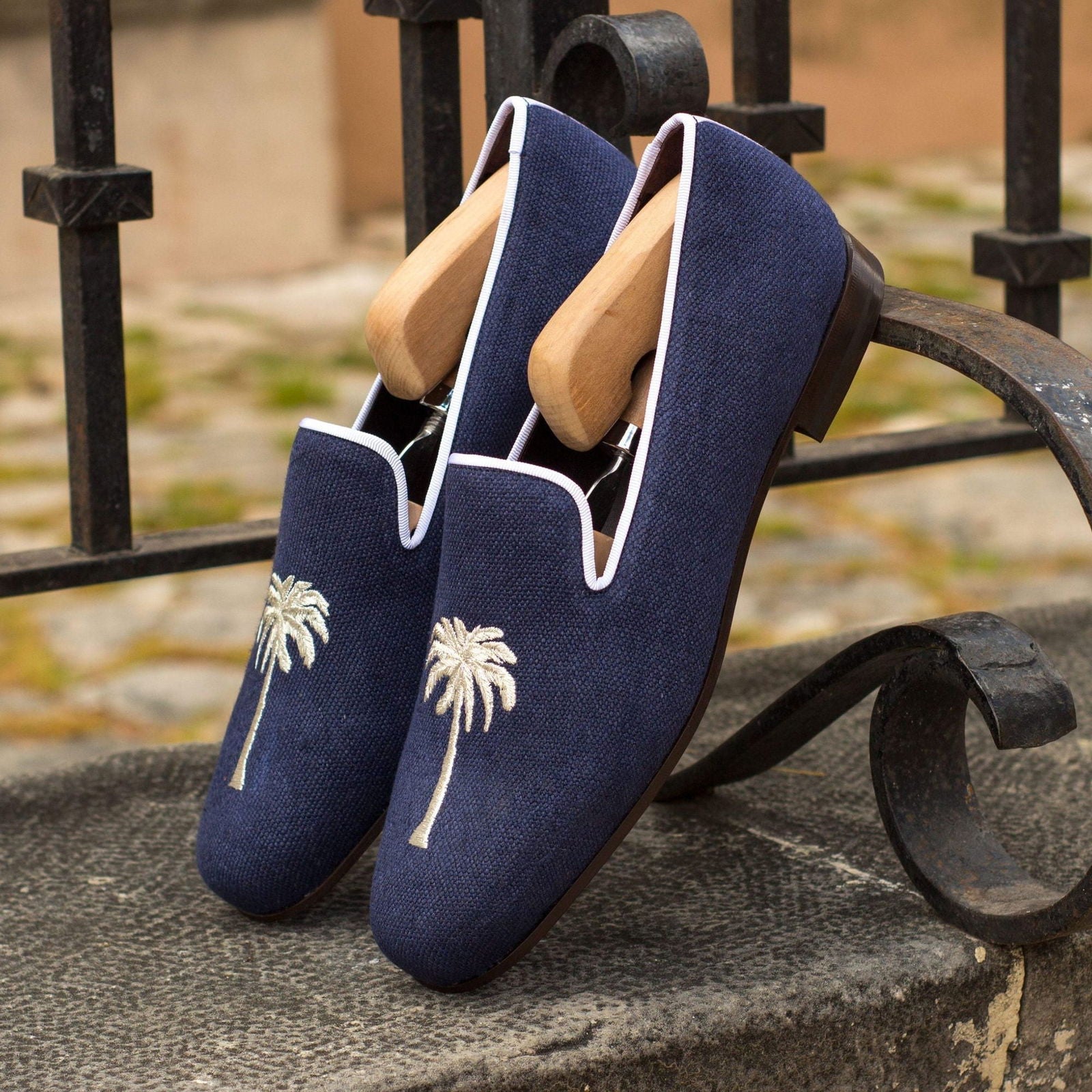 Embroidered Albert Slippers PALM - Milanese Leather