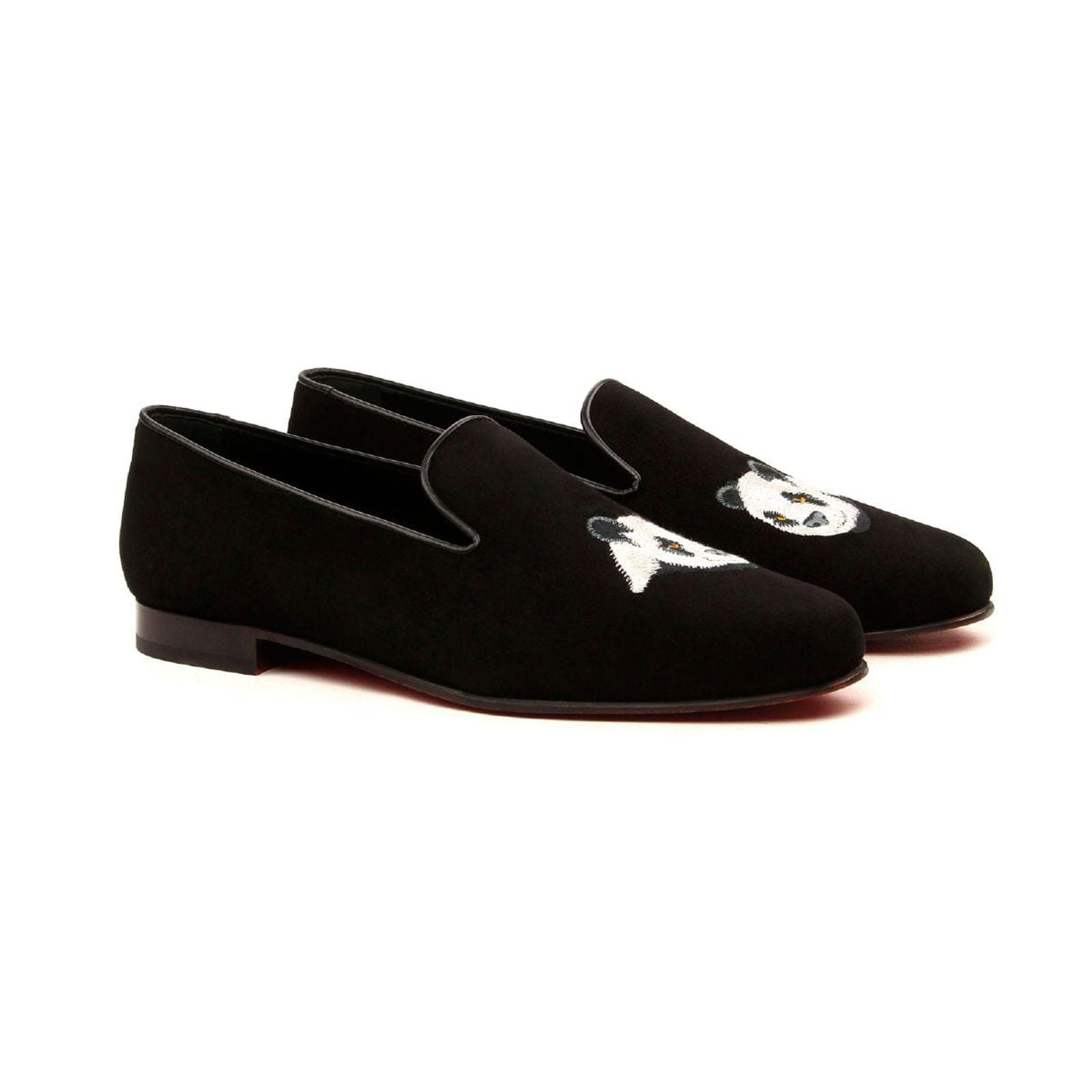 Embroidered Albert Slippers PANDA - Milanese Leather