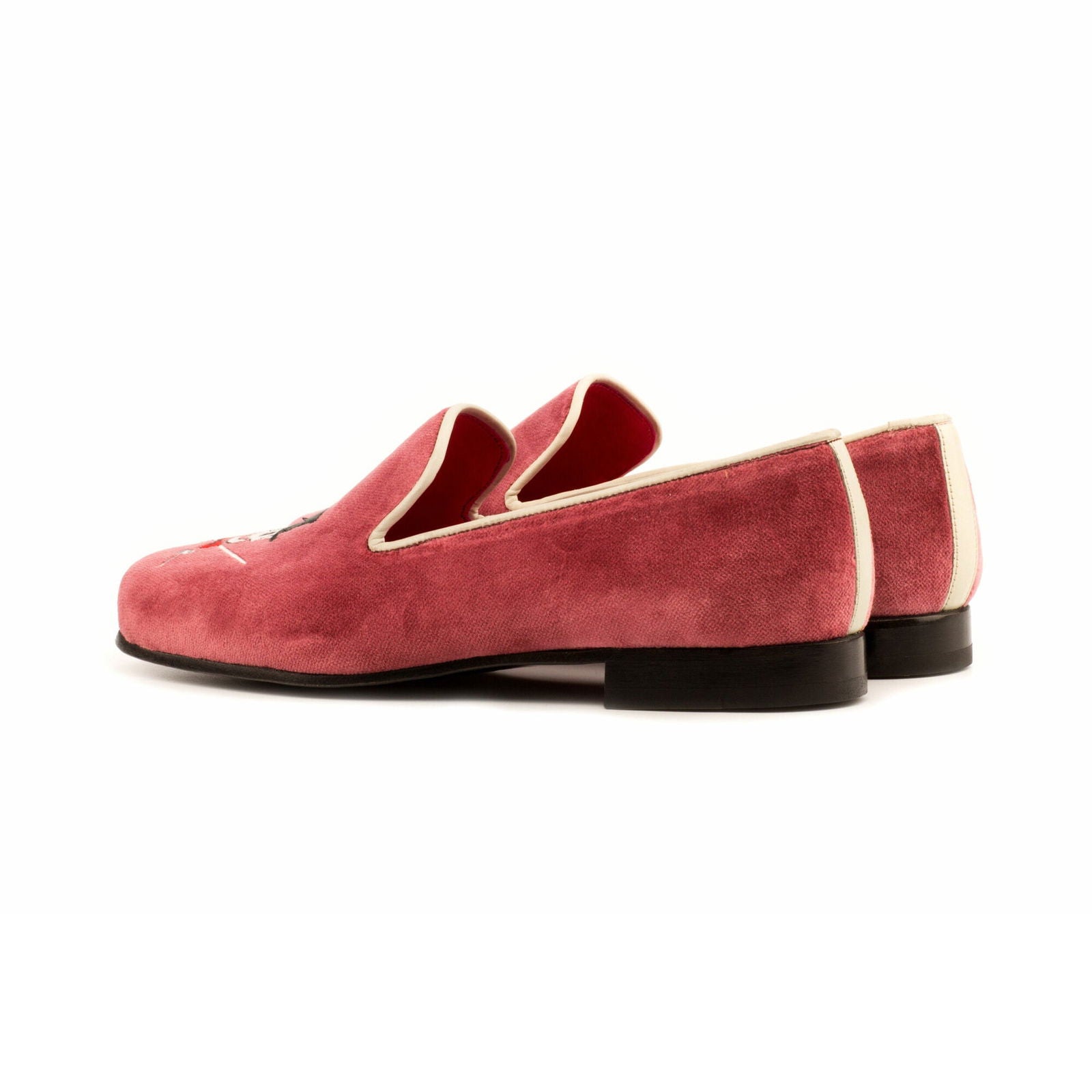 Embroidered Albert Slippers PEONY - Milanese Leather