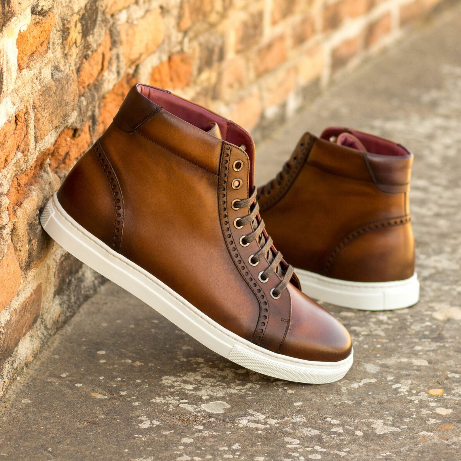 High-Top Brogue Sneakers SUNBURST - Milanese Leather