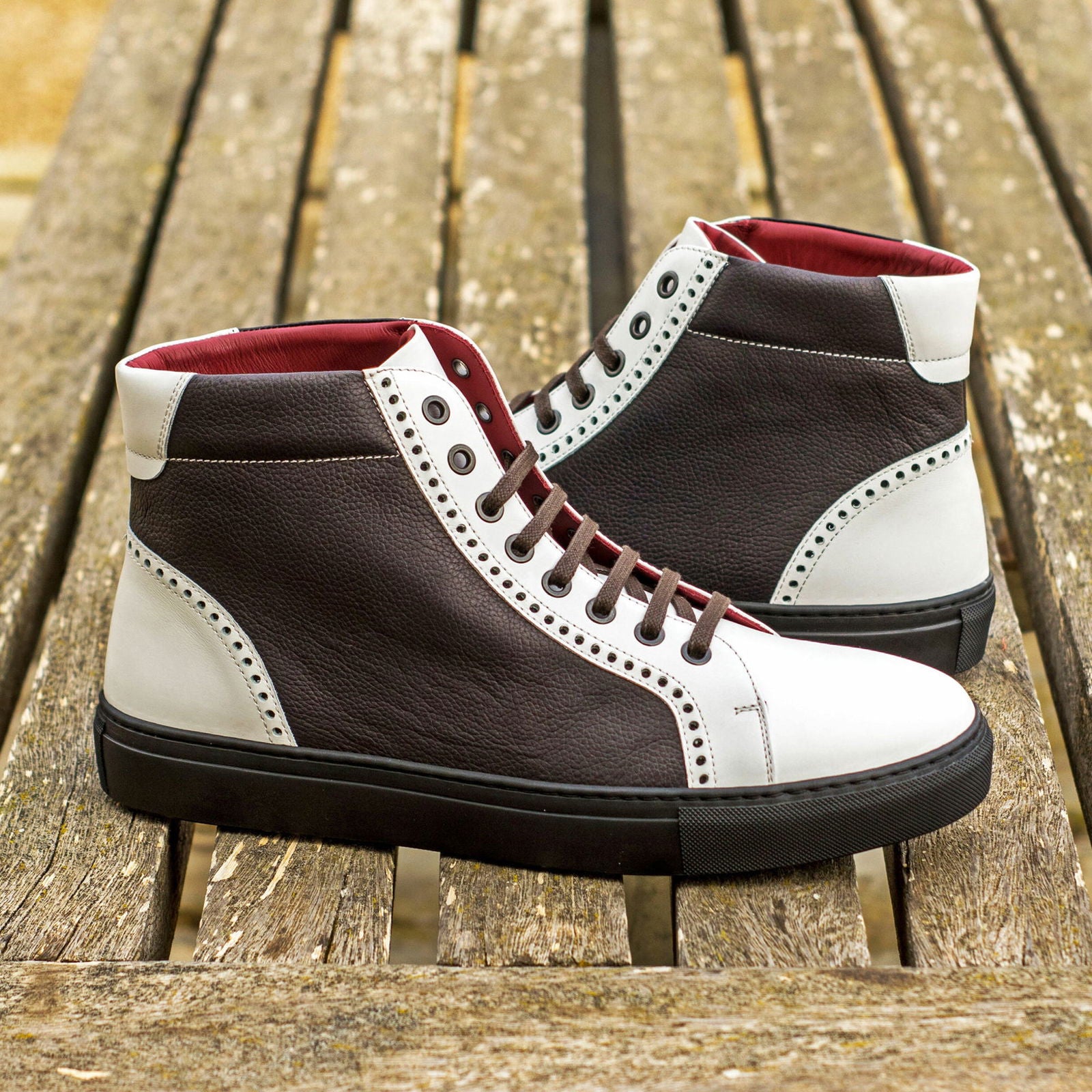 High-Top Brogue Sneakers TAMPA - Milanese Leather